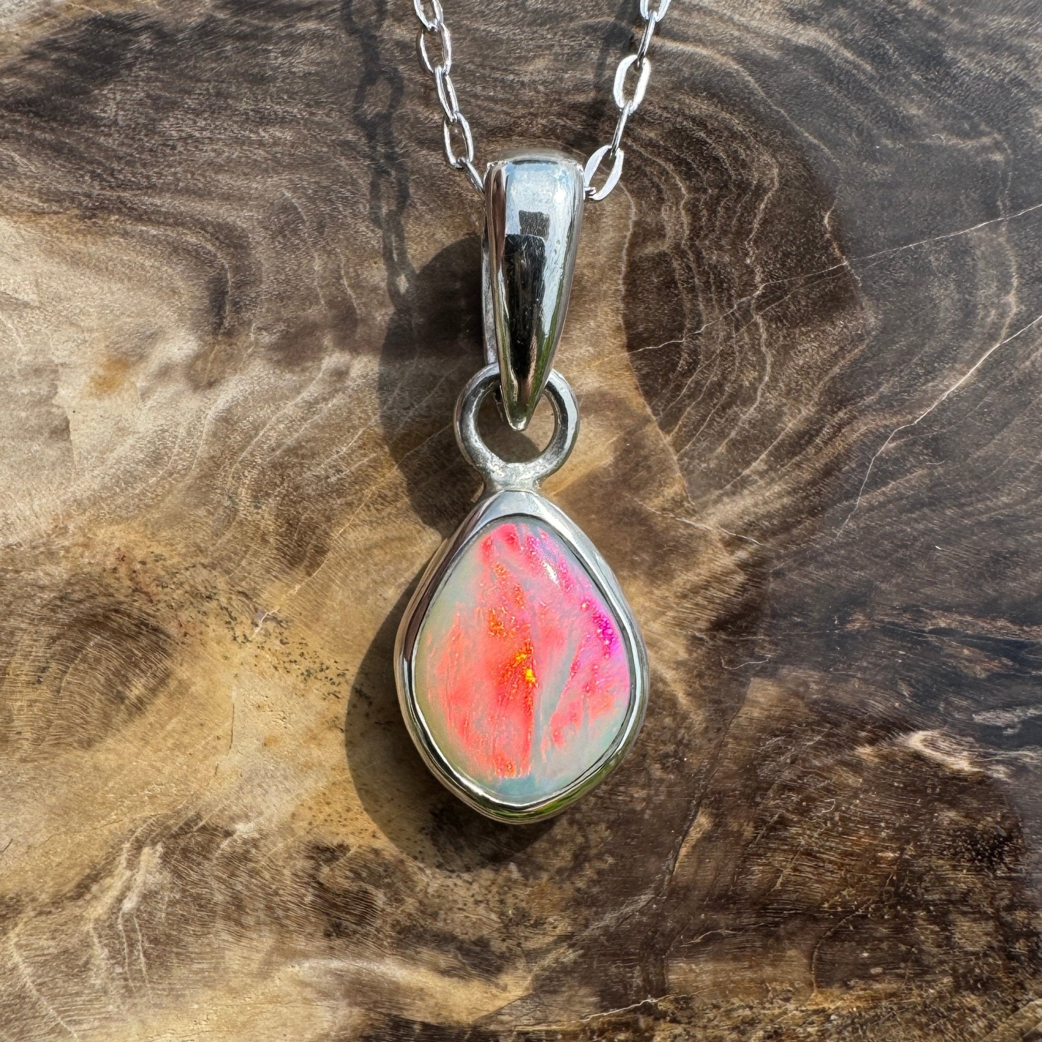Stradbroke Sunset ~ 2ct Coober Pedy Opal 925 Silver Pendant