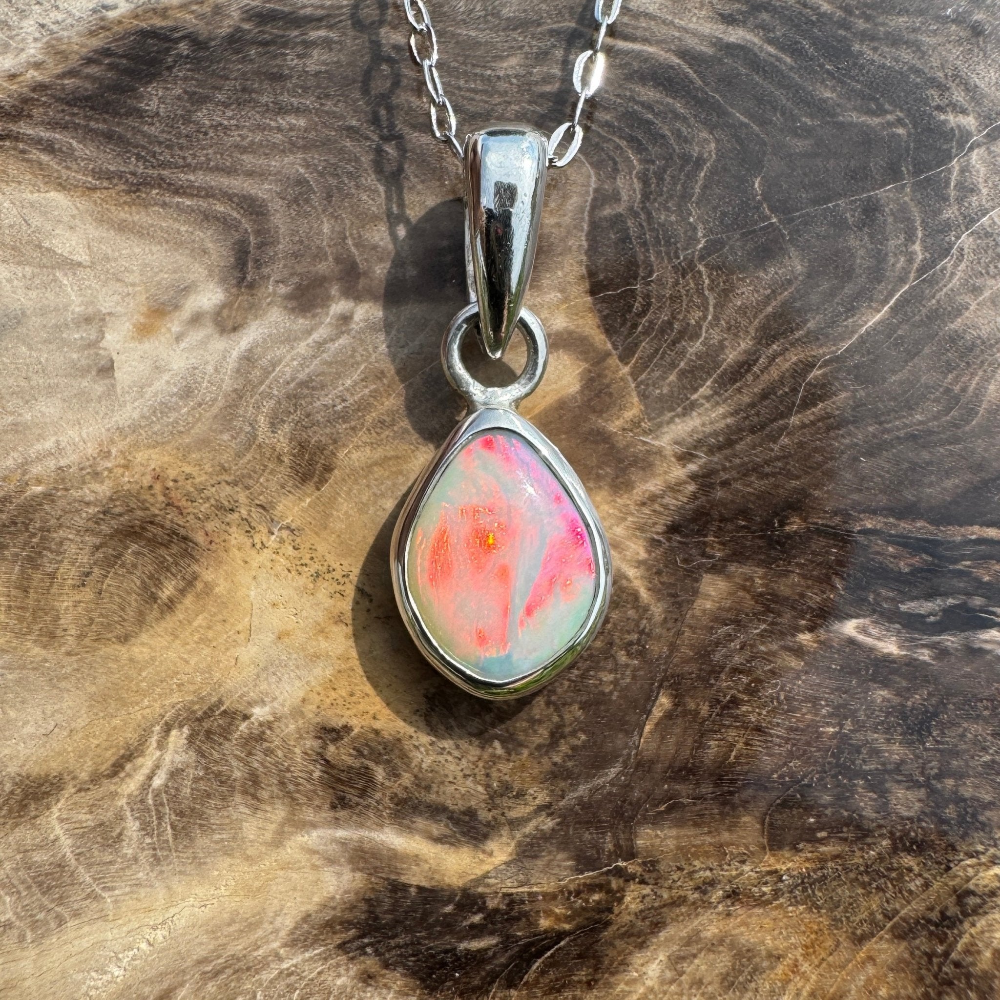 Stradbroke Sunset ~ 2ct Coober Pedy Opal 925 Silver Pendant