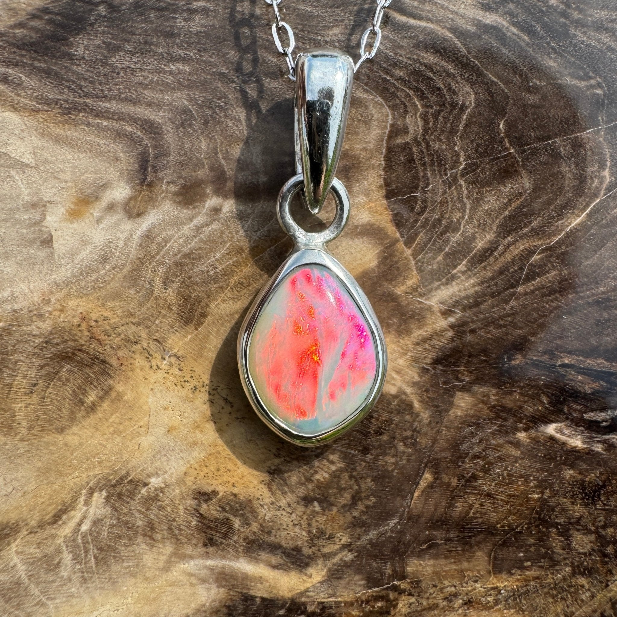 Stradbroke Sunset ~ 2ct Coober Pedy Opal 925 Silver Pendant