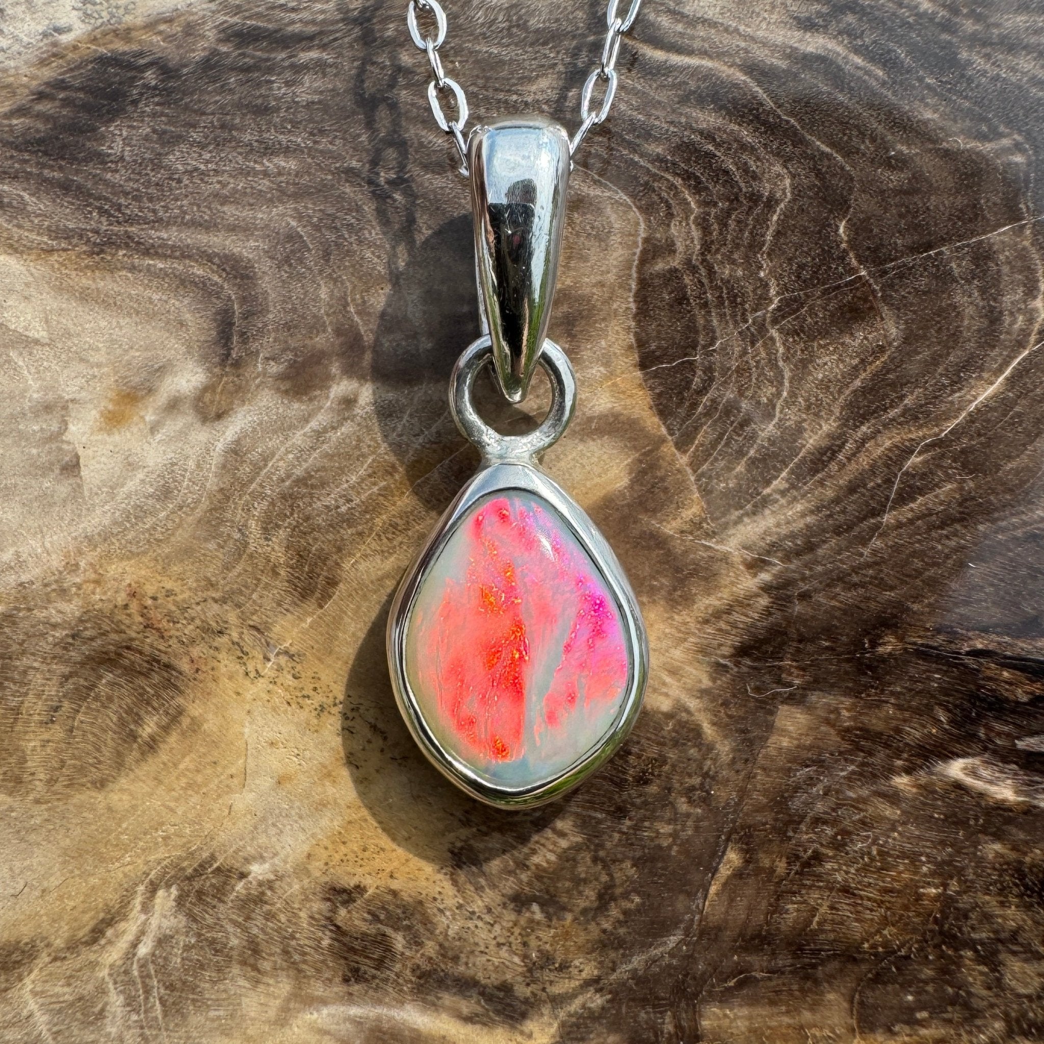 Stradbroke Sunset ~ 2ct Coober Pedy Opal 925 Silver Pendant