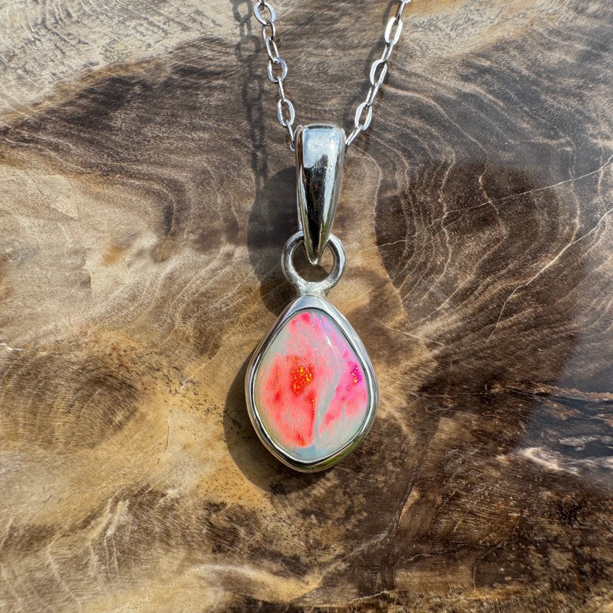 Stradbroke Sunset ~ 2ct Coober Pedy Opal 925 Silver Pendant