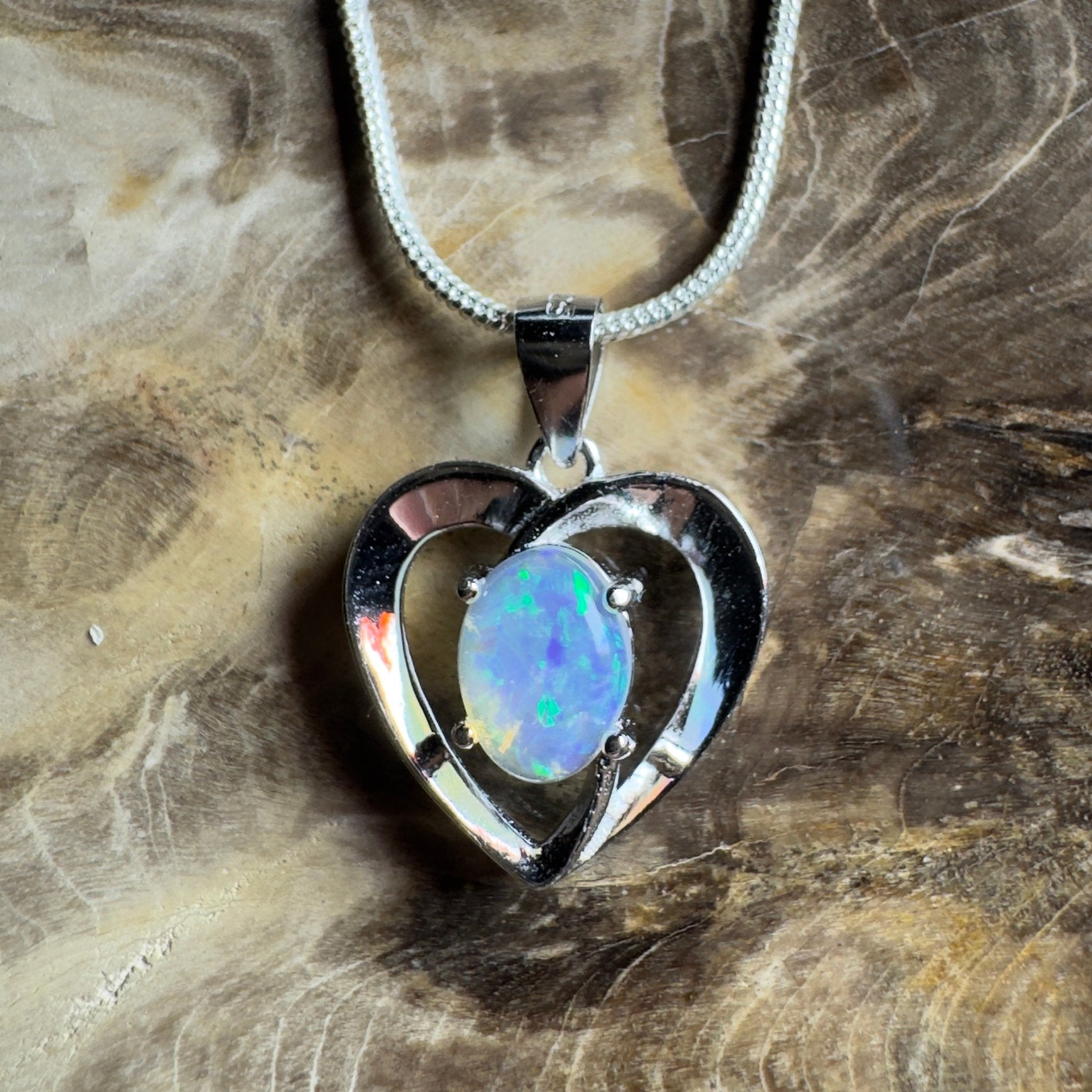 Streaky Bay Summer ~ 0.9ct Lightning Ridge Opal 925 Silver Pendant