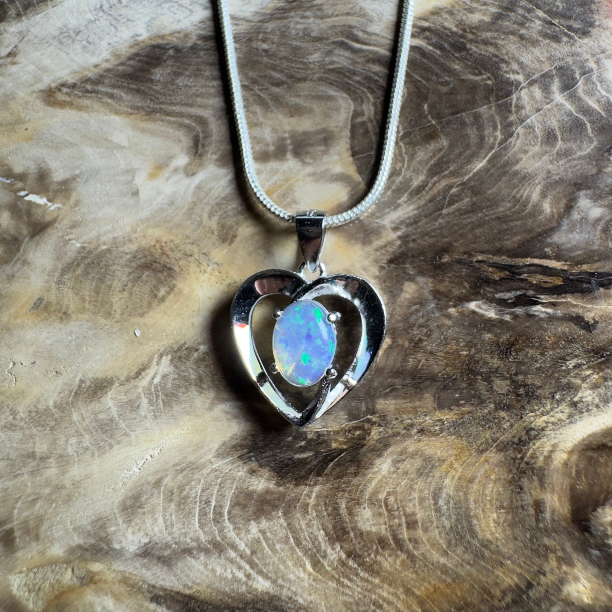 Streaky Bay Summer ~ 0.9ct Lightning Ridge Opal 925 Silver Pendant
