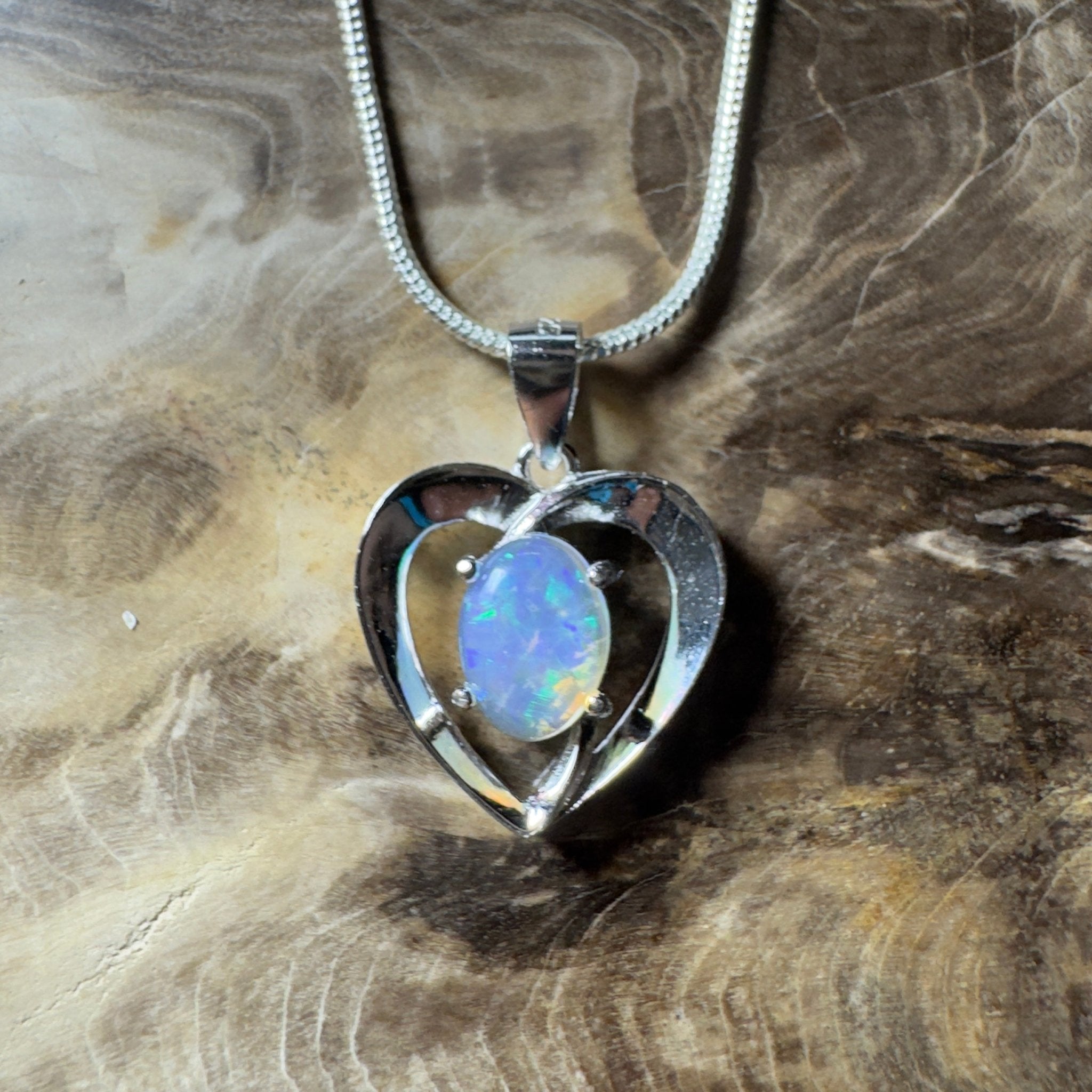 Streaky Bay Summer ~ 0.9ct Lightning Ridge Opal 925 Silver Pendant