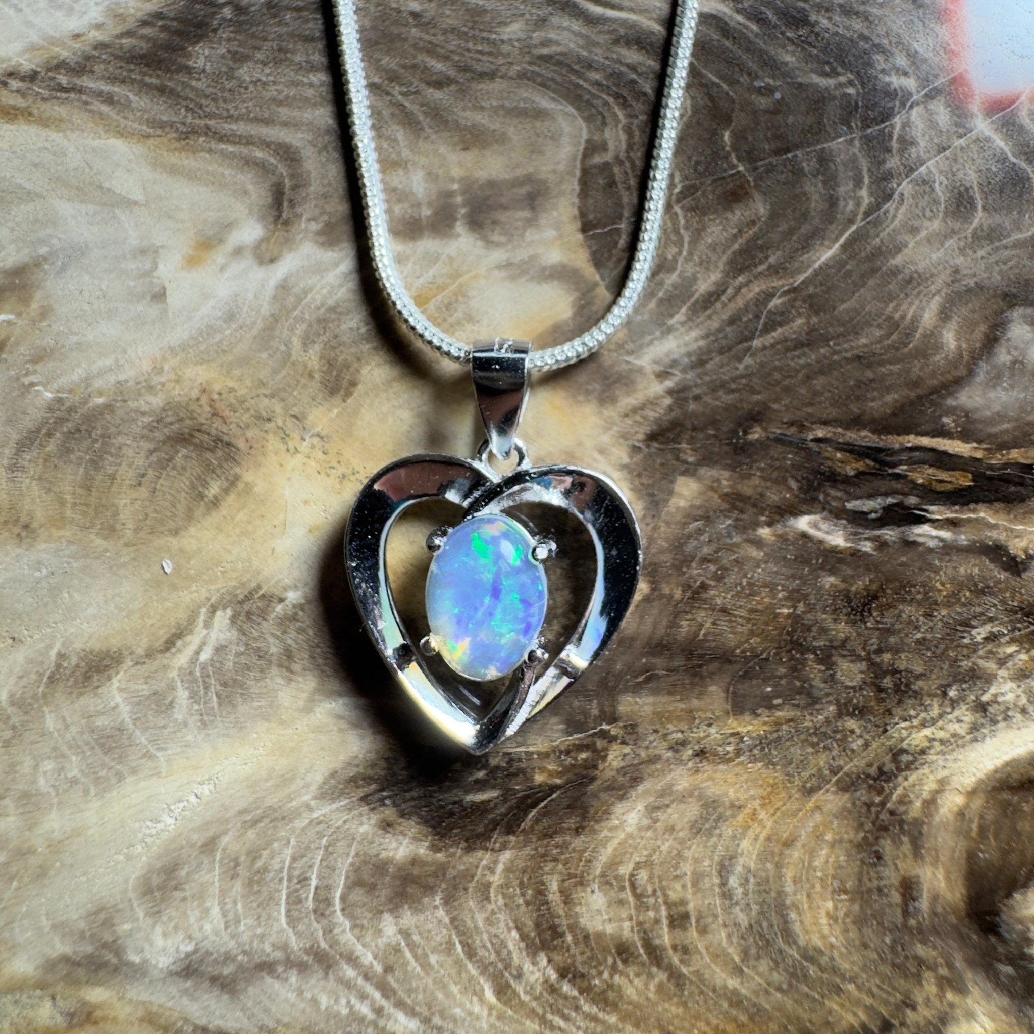 Streaky Bay Summer ~ 0.9ct Lightning Ridge Opal 925 Silver Pendant