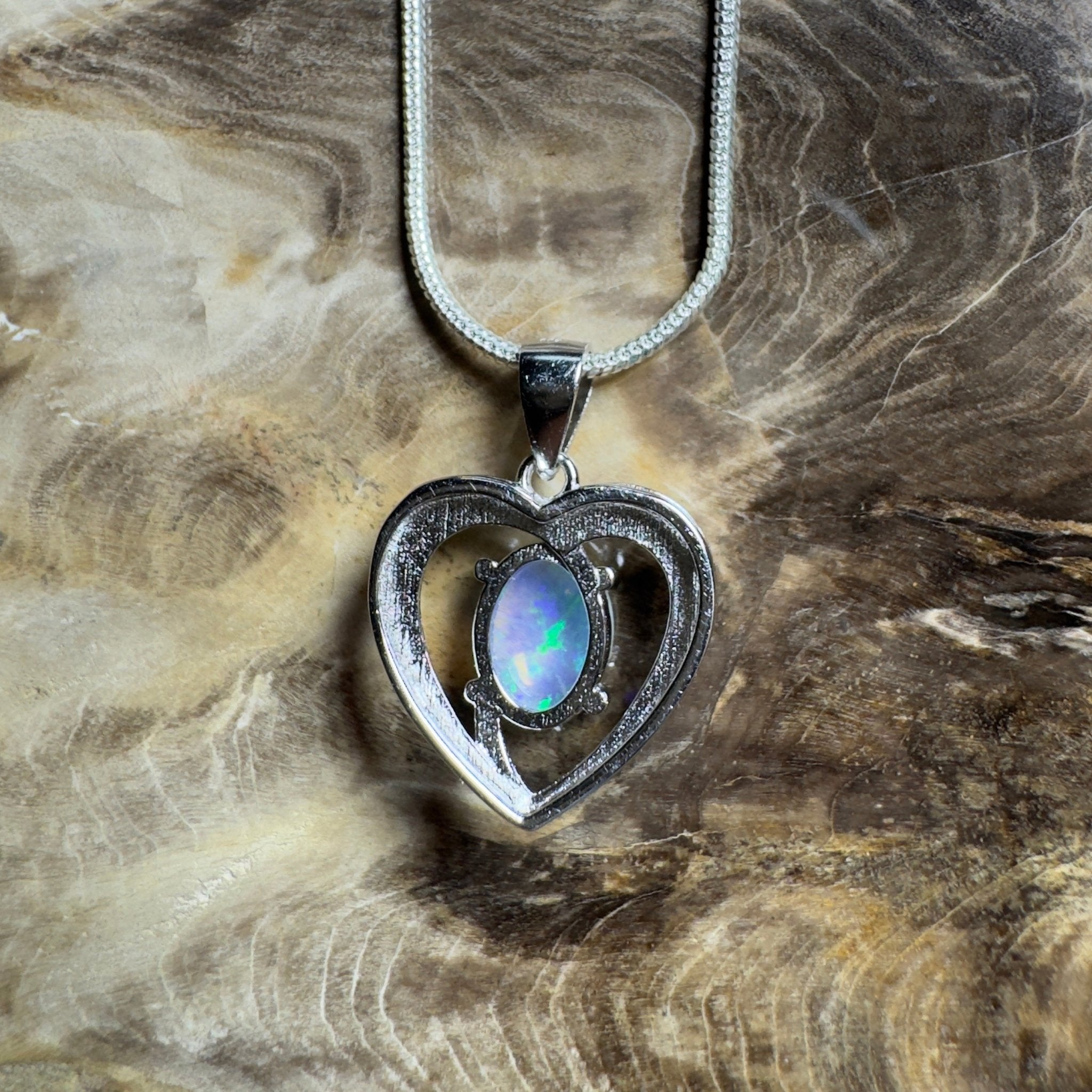 Streaky Bay Summer ~ 0.9ct Lightning Ridge Opal 925 Silver Pendant