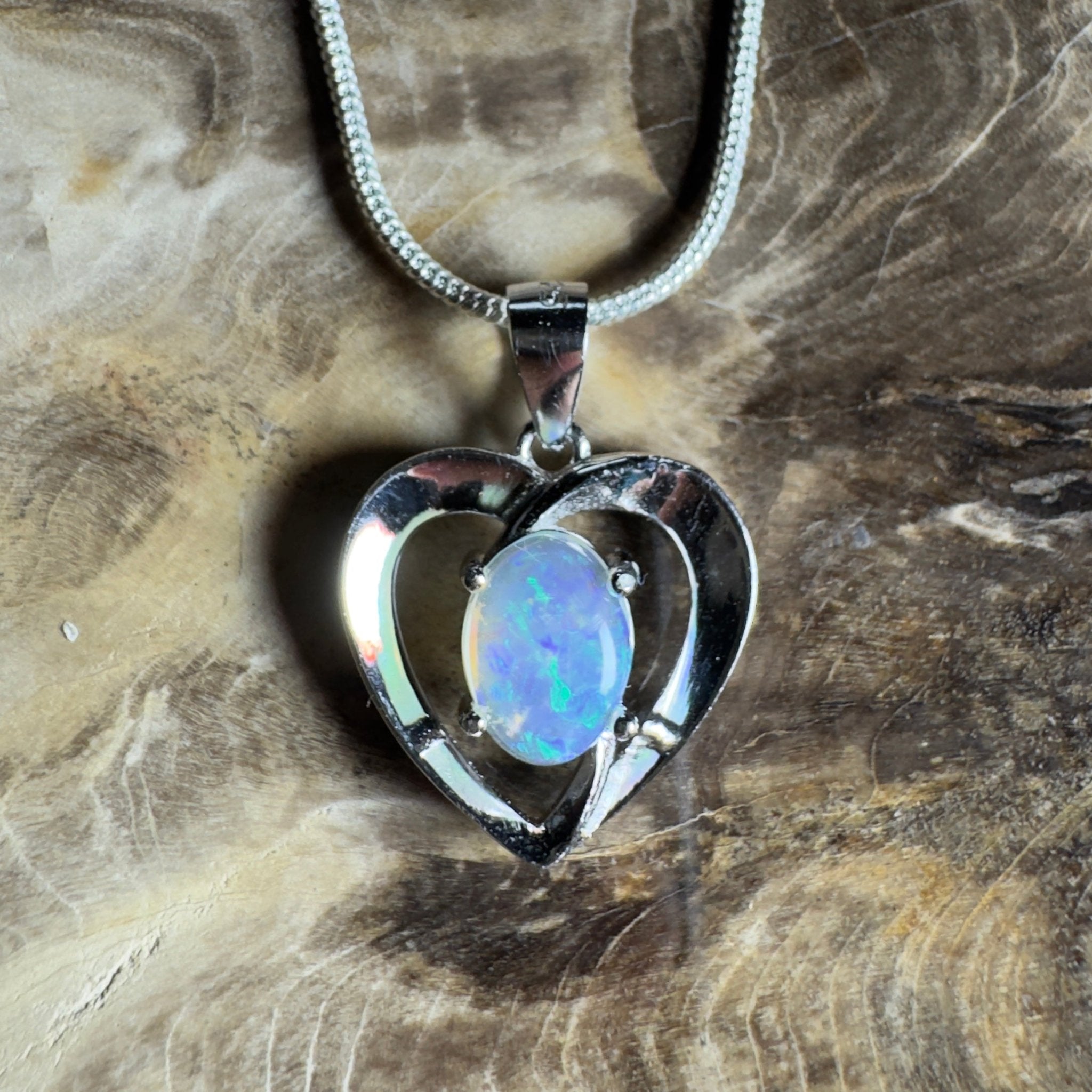 Streaky Bay Summer ~ 0.9ct Lightning Ridge Opal 925 Silver Pendant