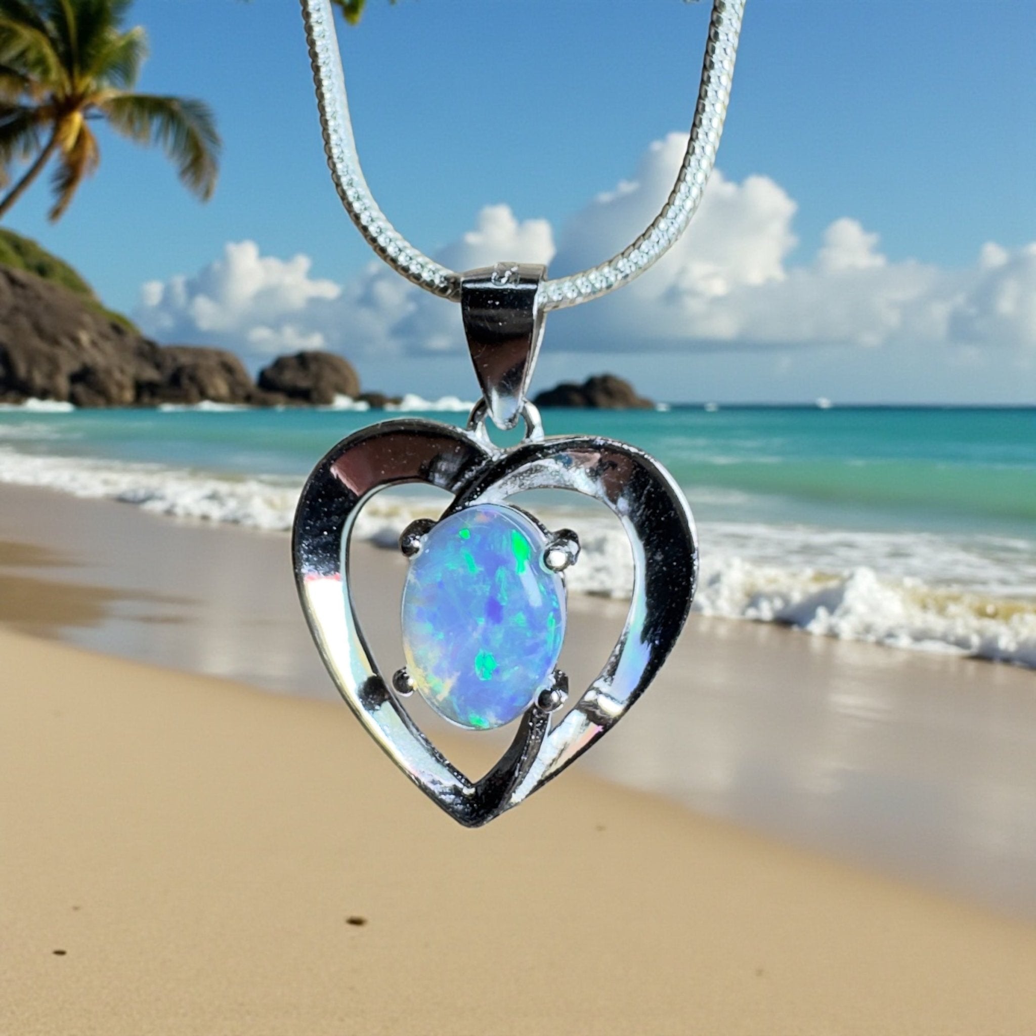 Streaky Bay Summer ~ 0.9ct Lightning Ridge Opal 925 Silver Pendant