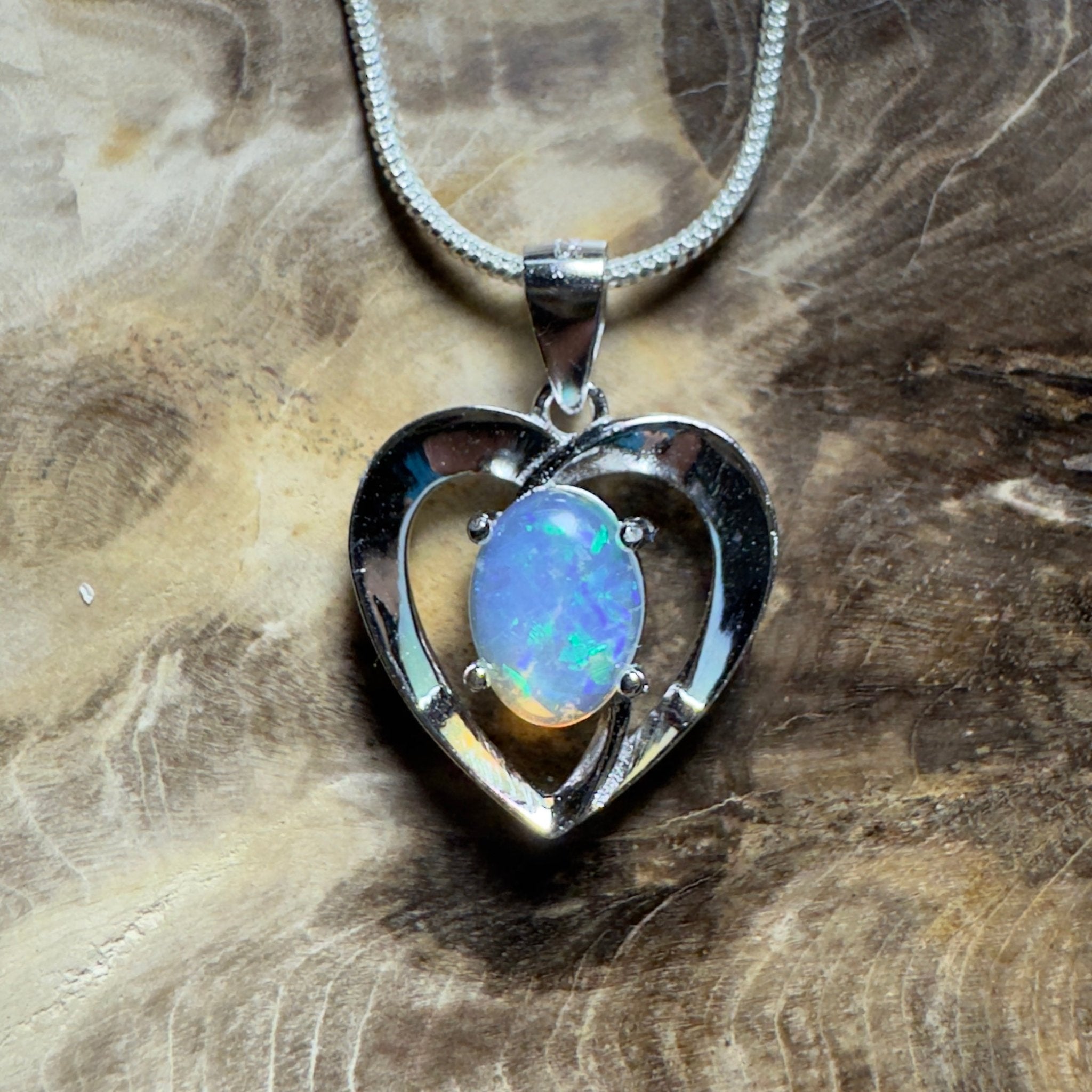 Streaky Bay Summer ~ 0.9ct Lightning Ridge Opal 925 Silver Pendant