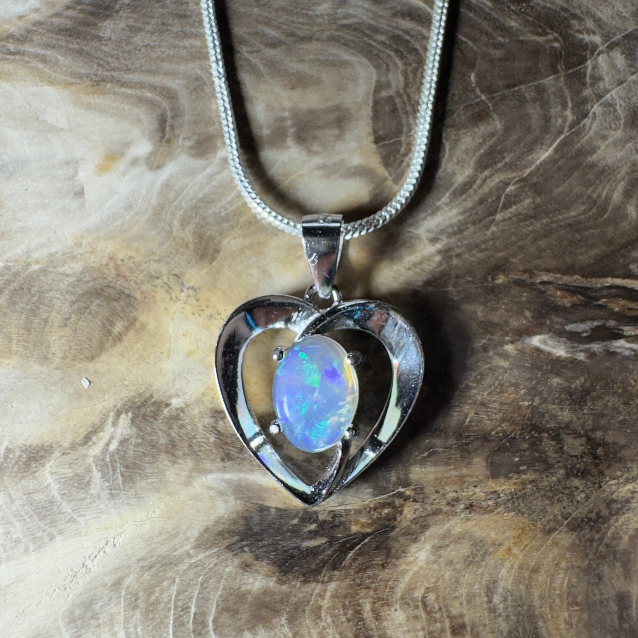 Streaky Bay Summer ~ 0.9ct Lightning Ridge Opal 925 Silver Pendant