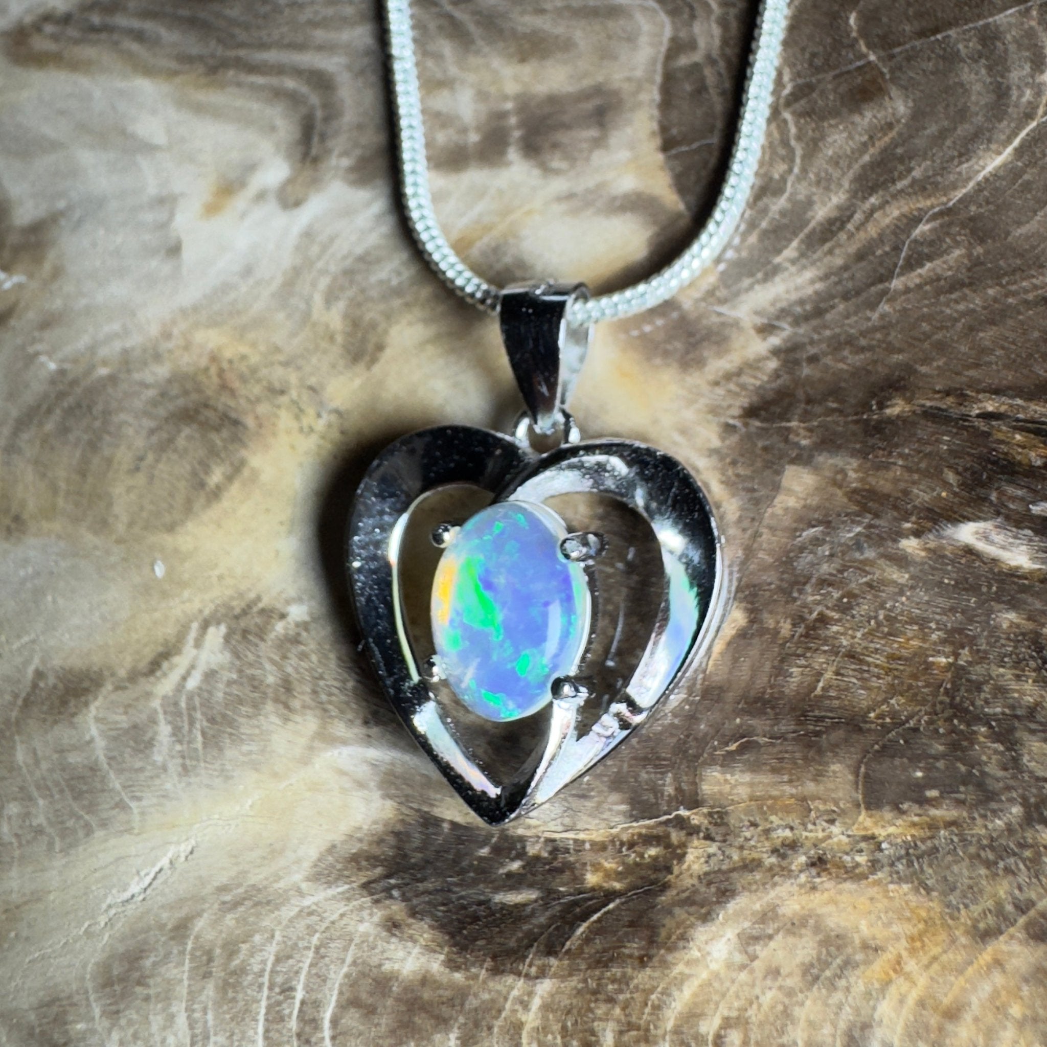 Streaky Bay Summer ~ 0.9ct Lightning Ridge Opal 925 Silver Pendant
