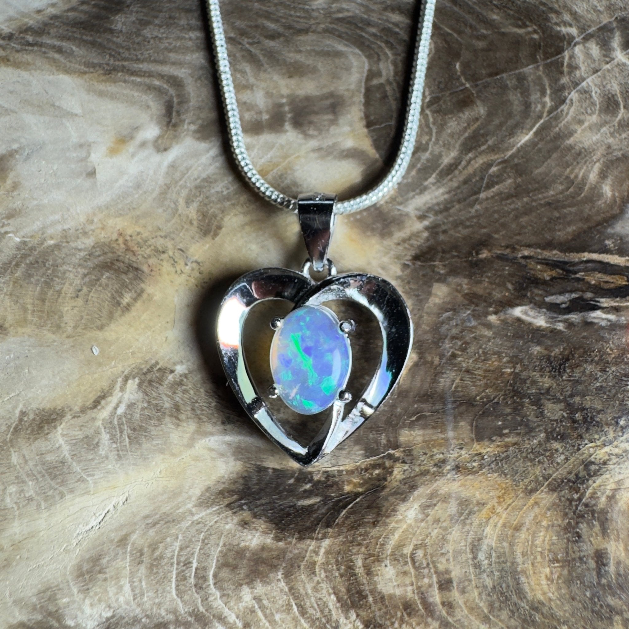 Streaky Bay Summer ~ 0.9ct Lightning Ridge Opal 925 Silver Pendant