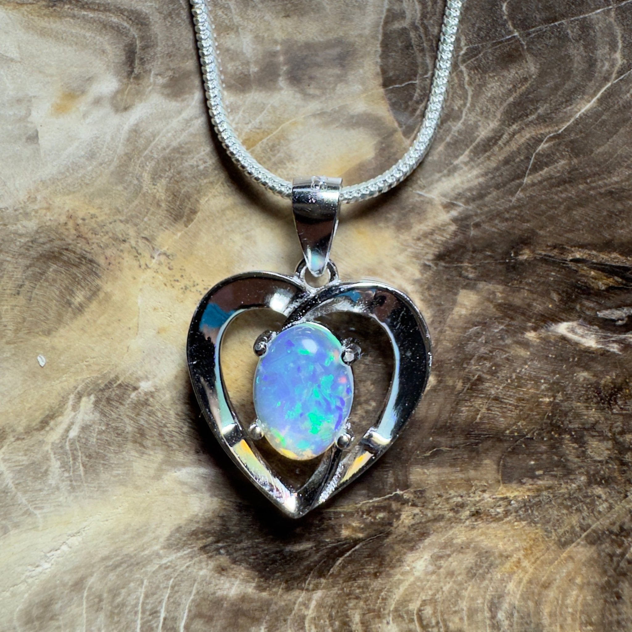 Streaky Bay Summer ~ 0.9ct Lightning Ridge Opal 925 Silver Pendant