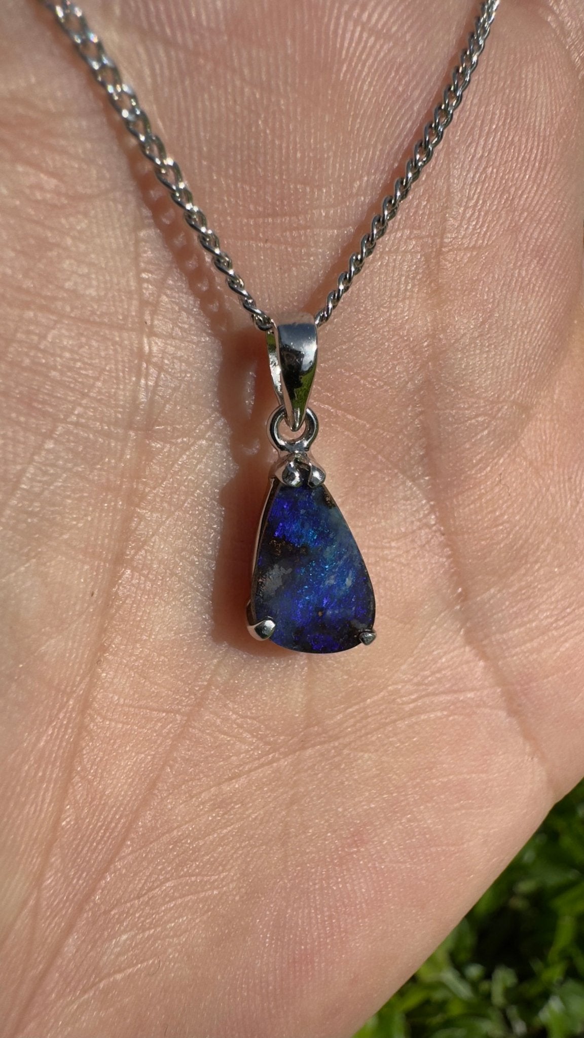 Strzelecki Nocturne ~ Queensland Boulder Opal 925 Sterling Silver Pendant Necklace