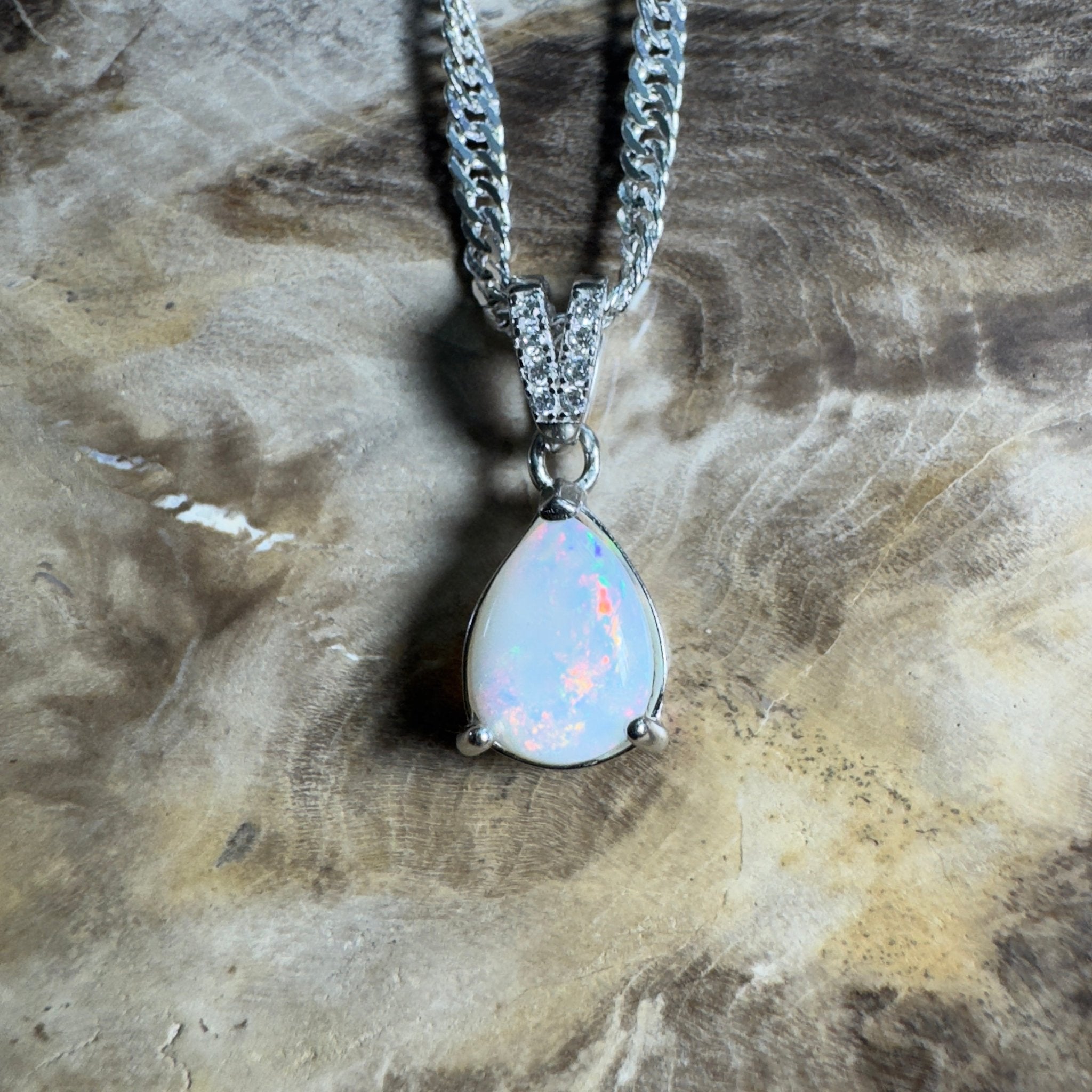 Stuart Range Glow - 0.9ct Coober Pedy Opal 925 Silver Pendant