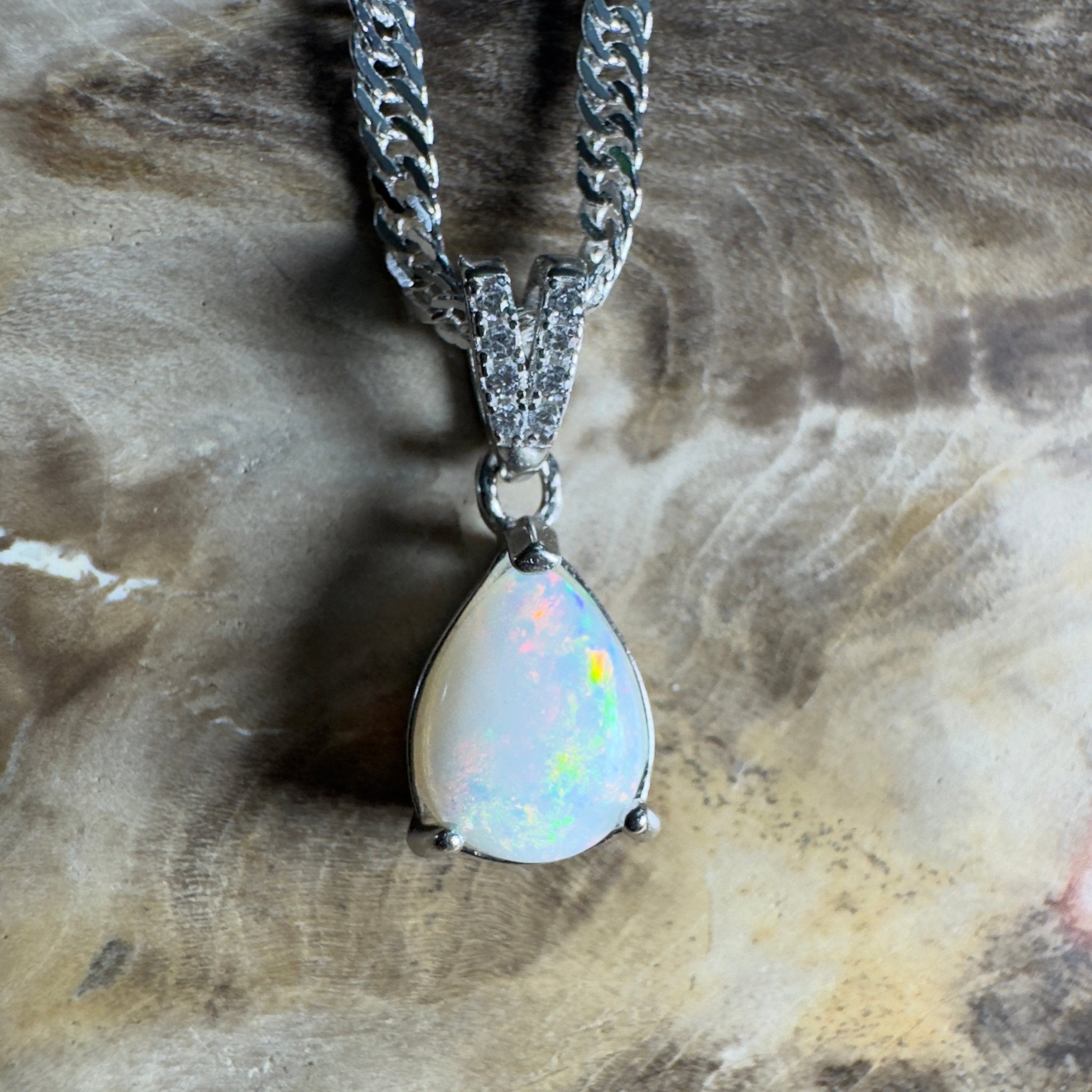 Stuart Range Glow - 0.9ct Coober Pedy Opal 925 Silver Pendant