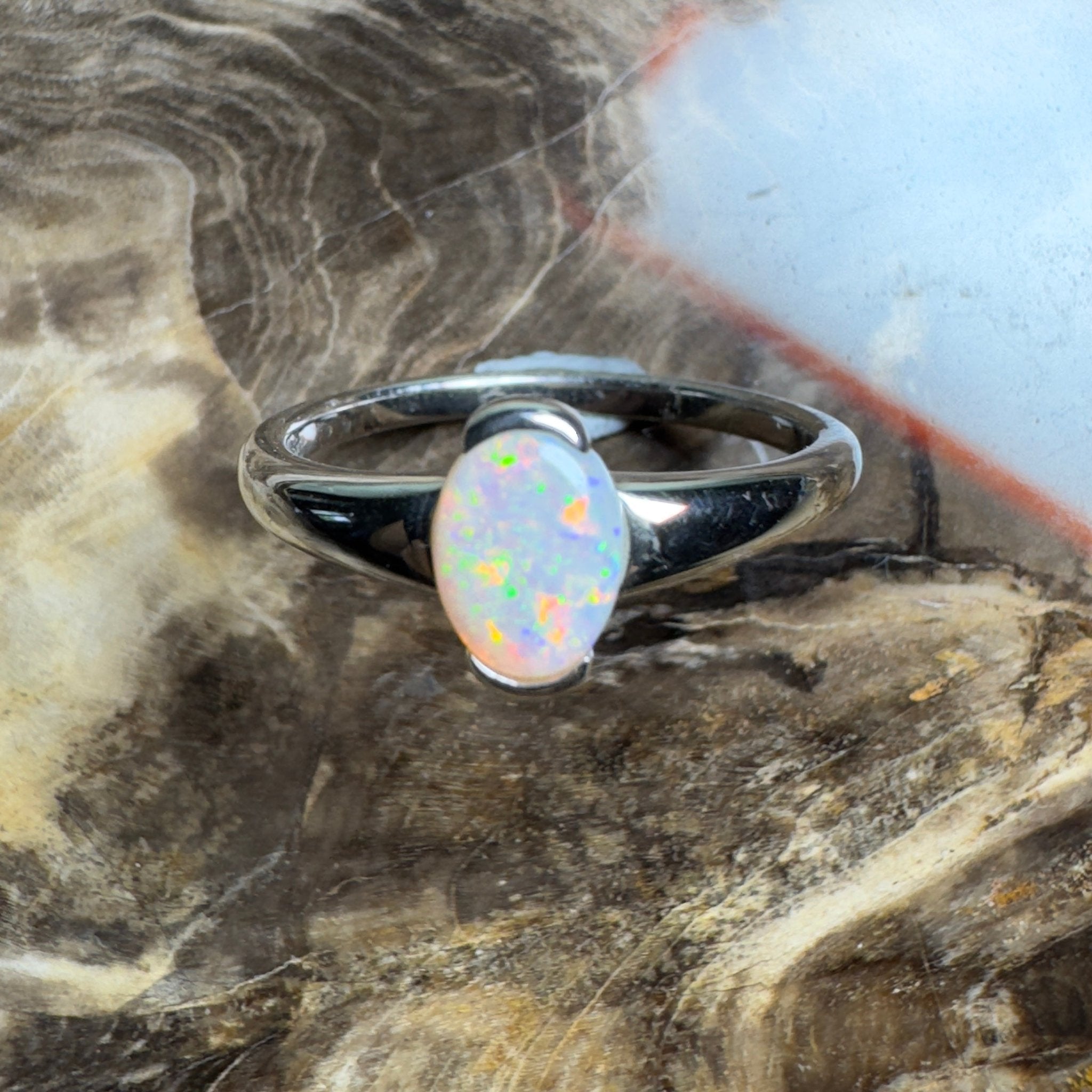 Stuart Shelf Glow ~ 0.55ct Solid Coober Pedy Opal 925 Silver Ring