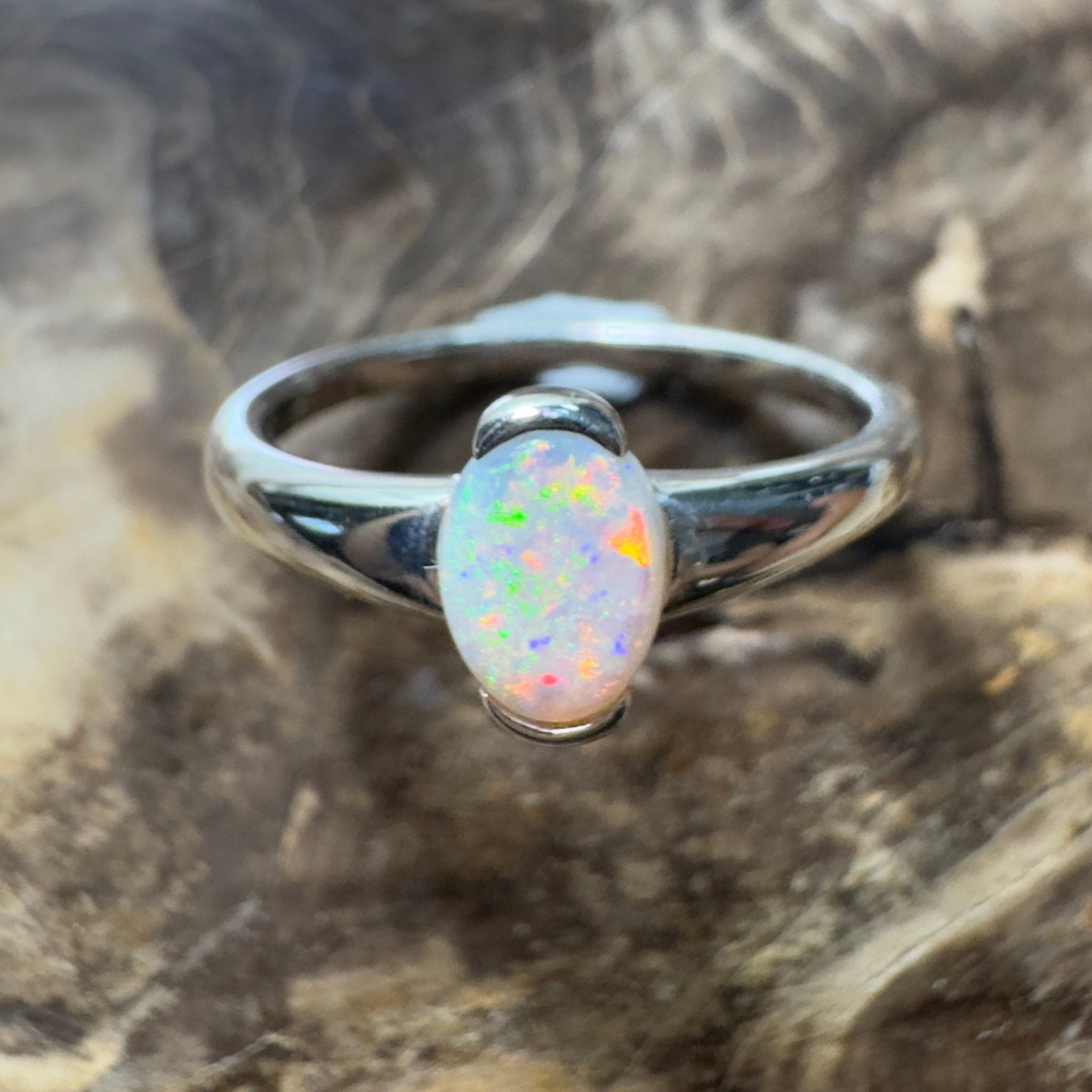 Stuart Shelf Glow ~ 0.55ct Solid Coober Pedy Opal 925 Silver Ring