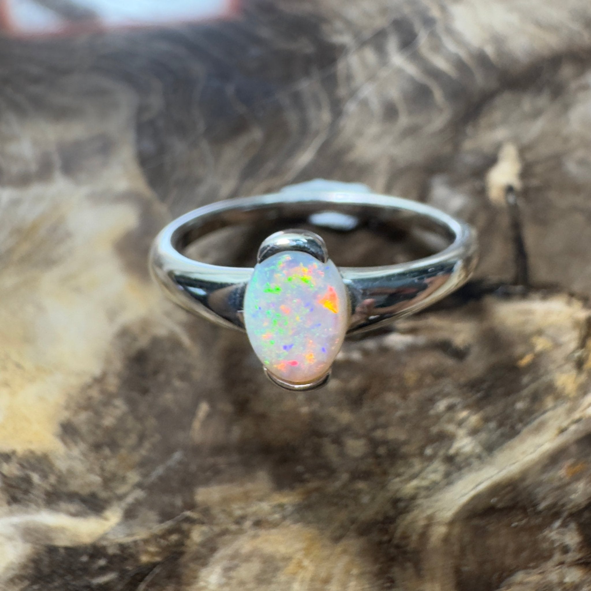 Stuart Shelf Glow ~ 0.55ct Solid Coober Pedy Opal 925 Silver Ring