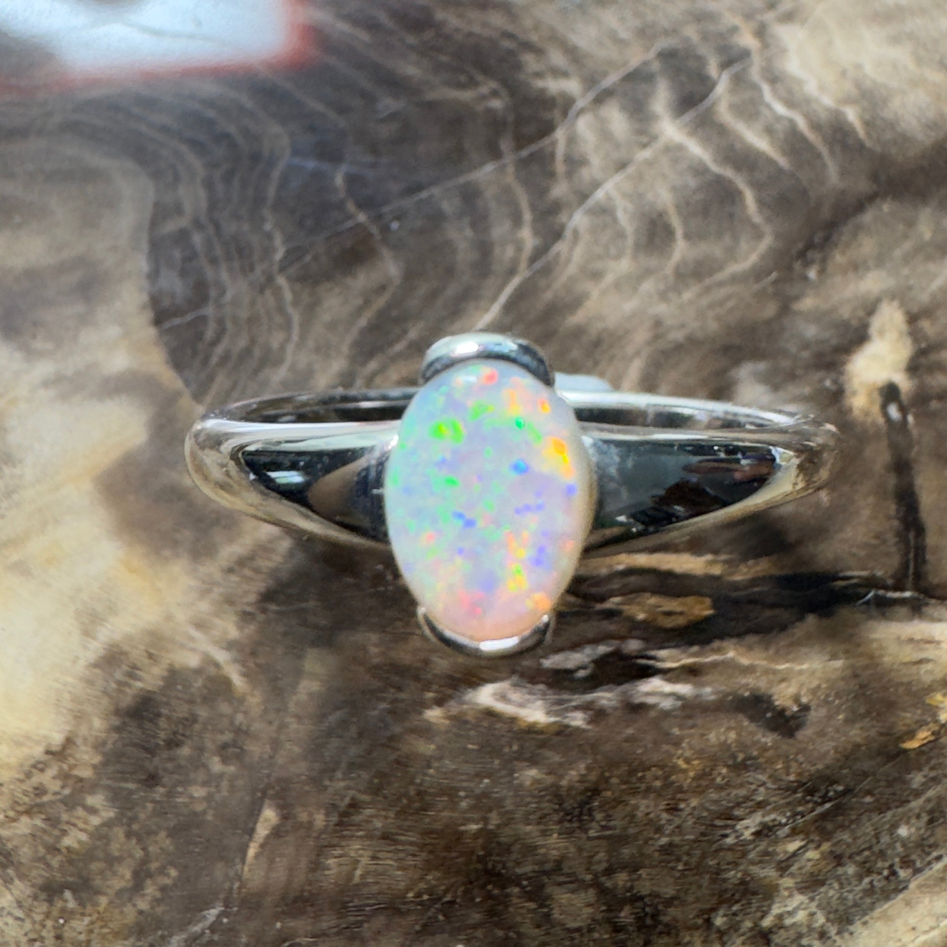 Stuart Shelf Glow ~ 0.55ct Solid Coober Pedy Opal 925 Silver Ring