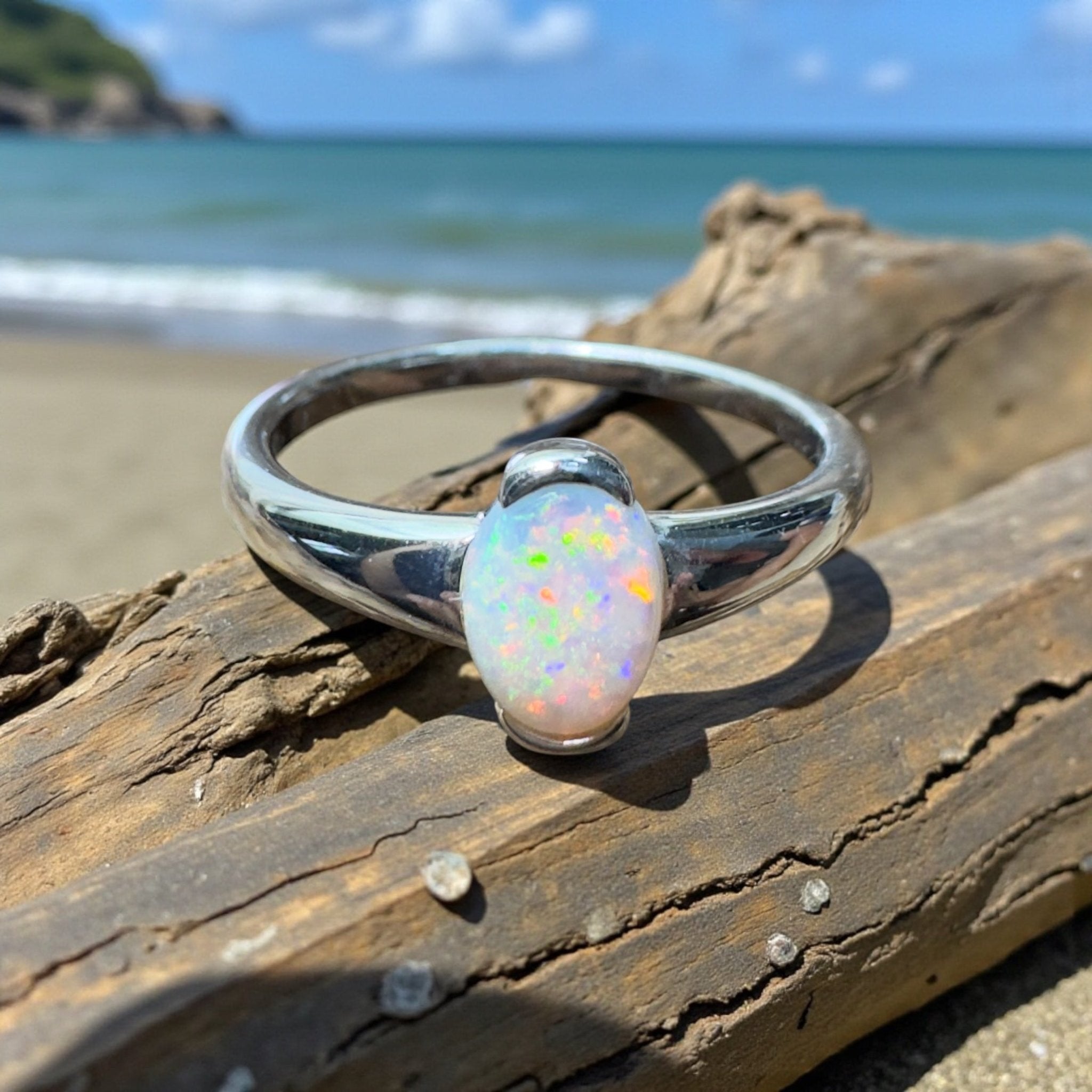 Stuart Shelf Glow ~ 0.55ct Solid Coober Pedy Opal 925 Silver Ring