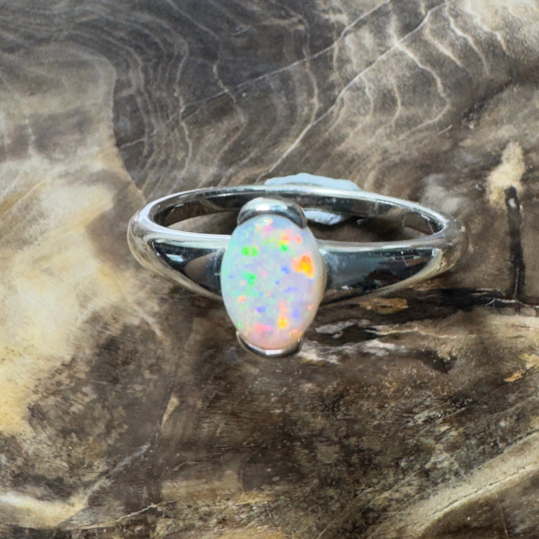 Stuart Shelf Glow ~ 0.55ct Solid Coober Pedy Opal 925 Silver Ring