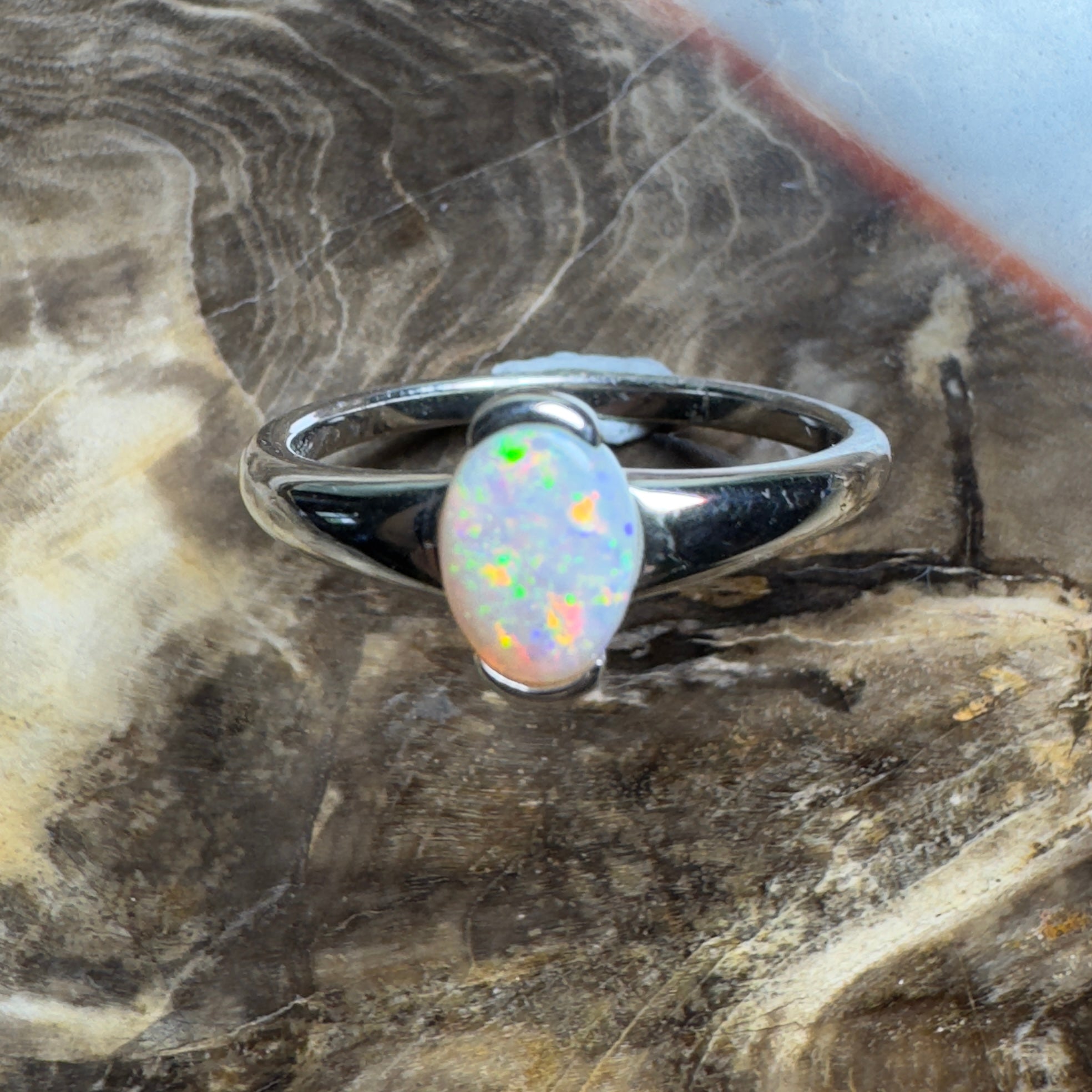 Stuart Shelf Glow ~ 0.55ct Solid Coober Pedy Opal 925 Silver Ring