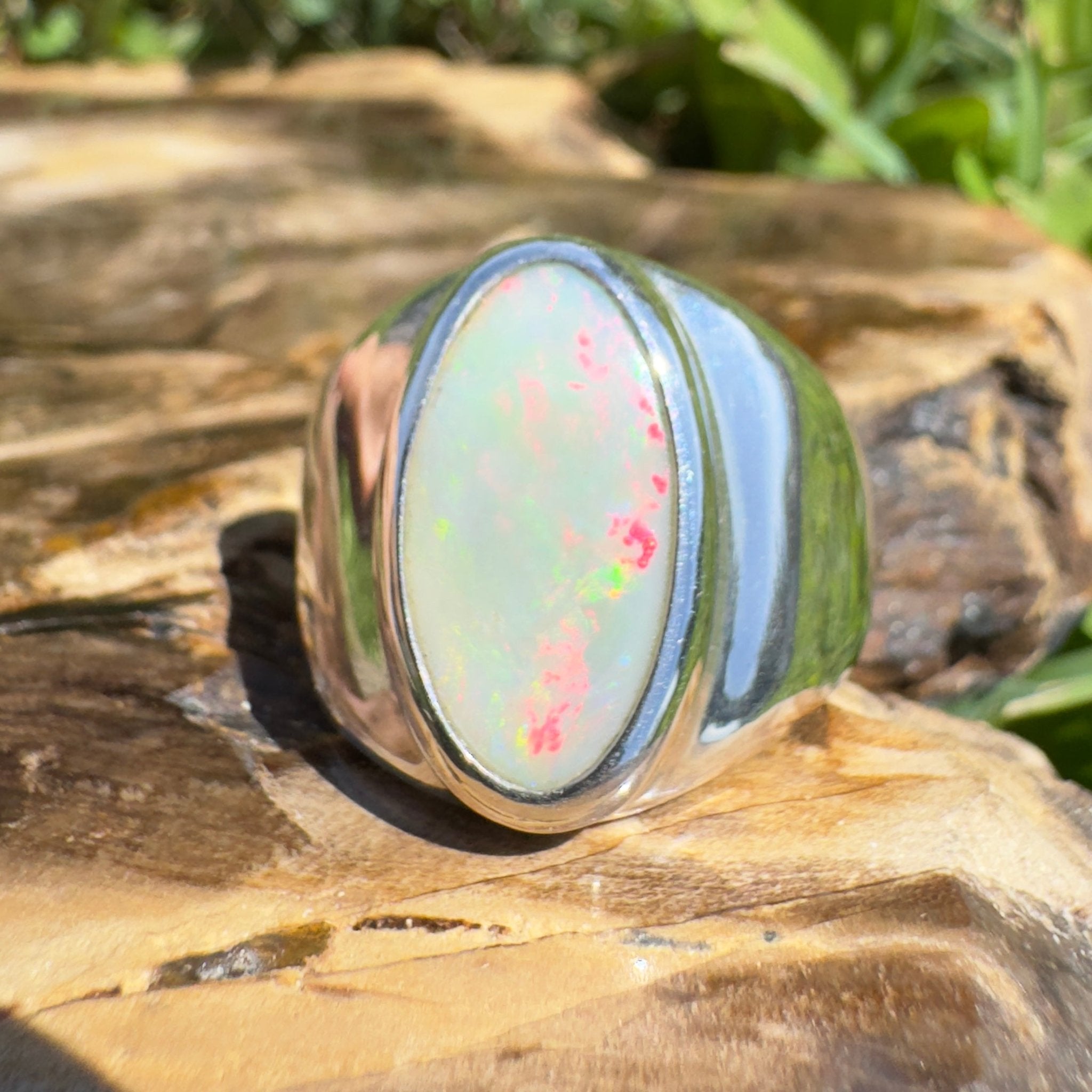 Sturt Ember Plain – 3.7ct Solid Lightning Ridge Opal 925 Sterling Silver Ring