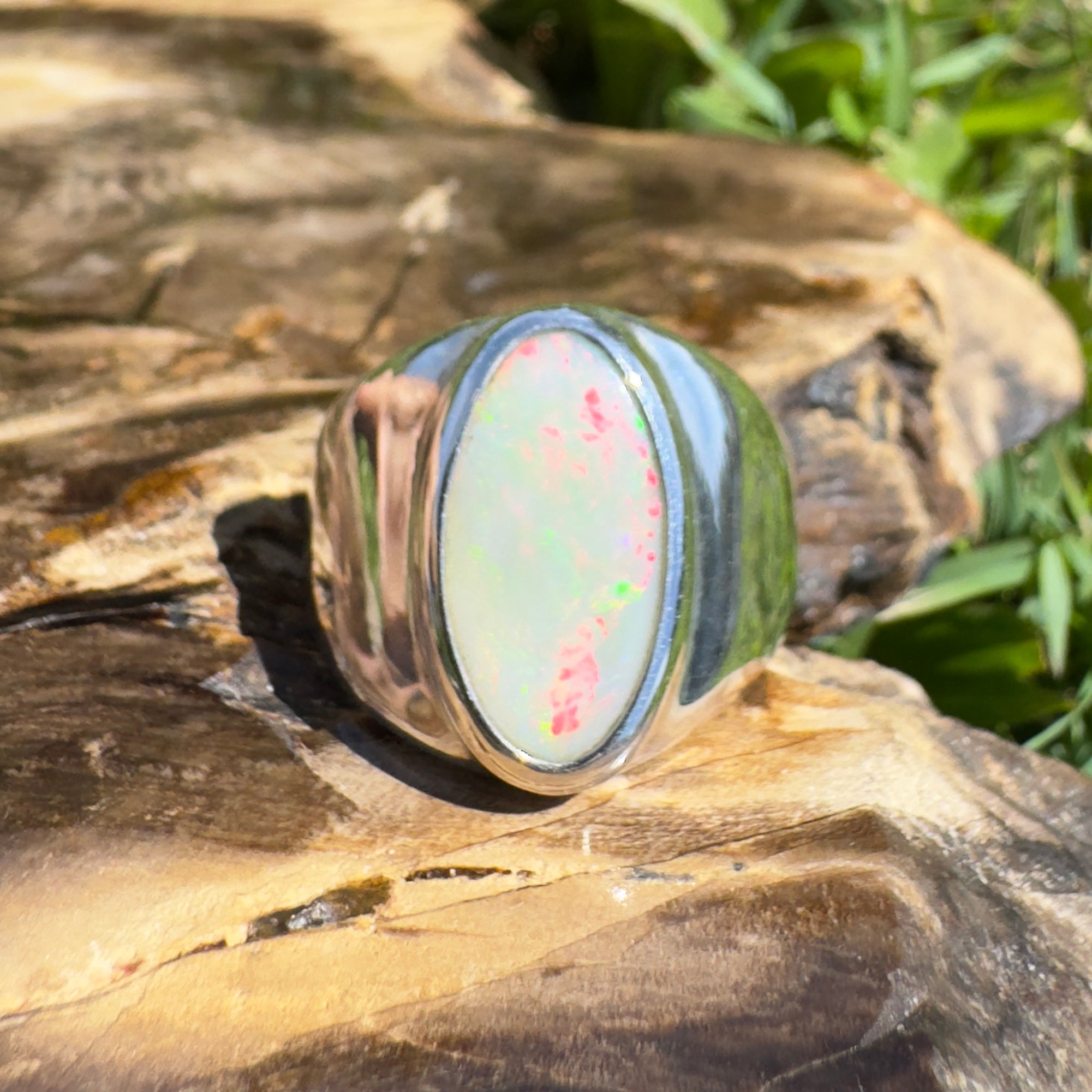 Sturt Ember Plain – 3.7ct Solid Lightning Ridge Opal 925 Sterling Silver Ring