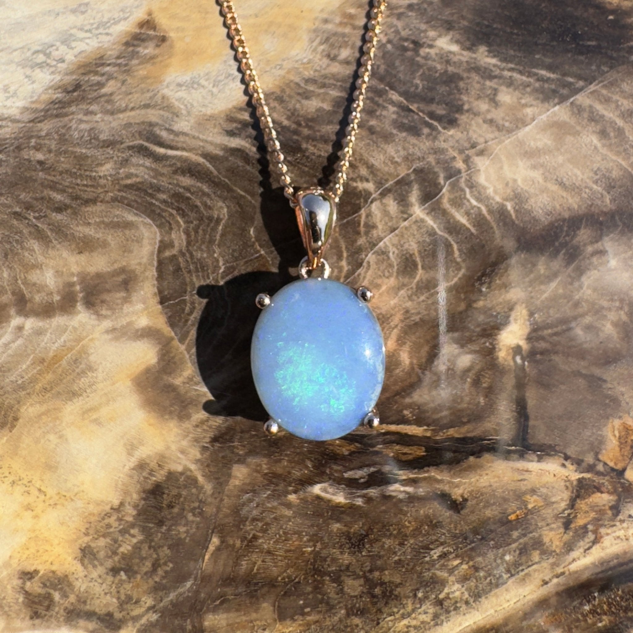 Sturt Haven ~ 1.8ct Mintabie Opal Rose Gold Coated 925 Silver Pendant