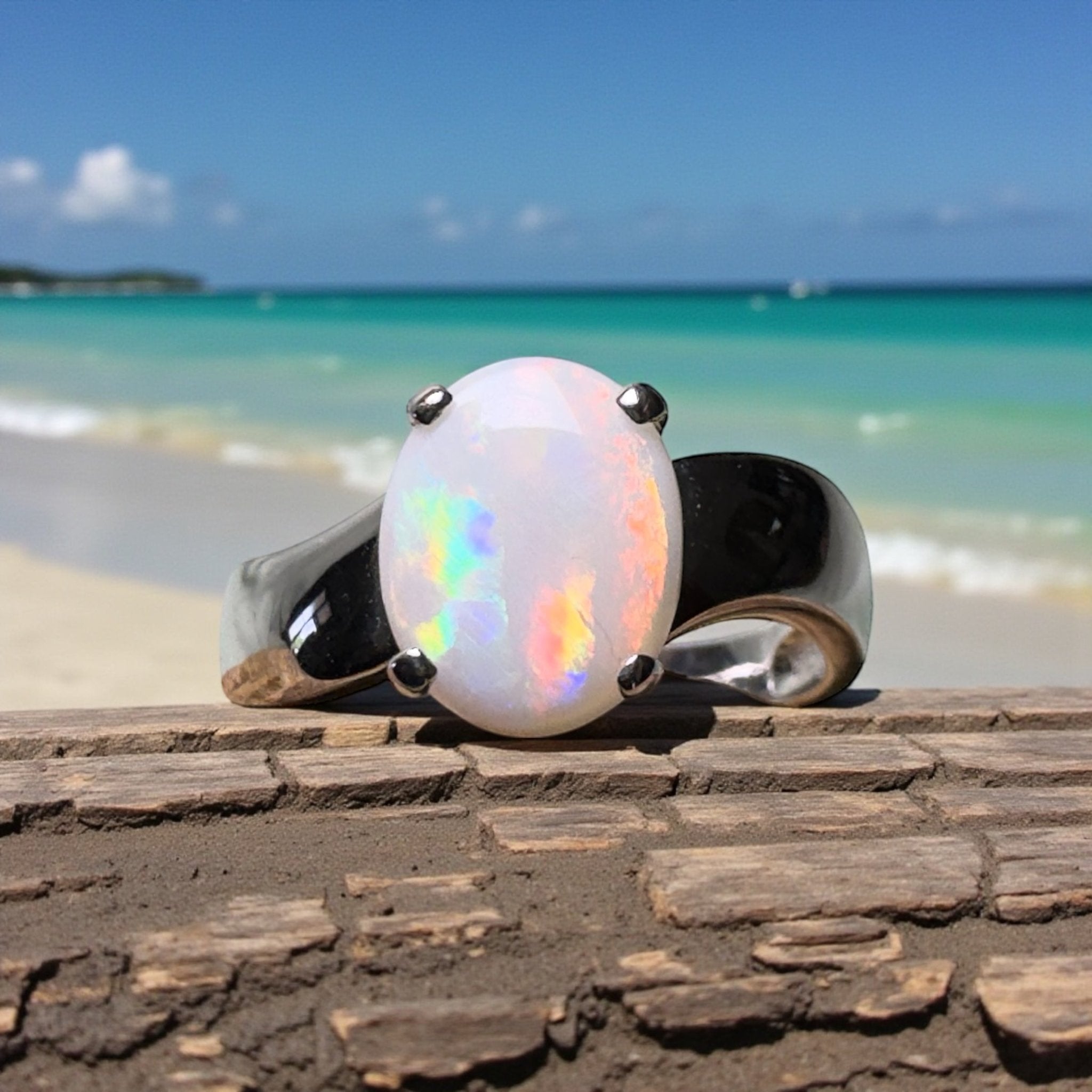 Sturt Starlight - 1.6ct Solid Coober Pedy Opal 925 Silver Ring