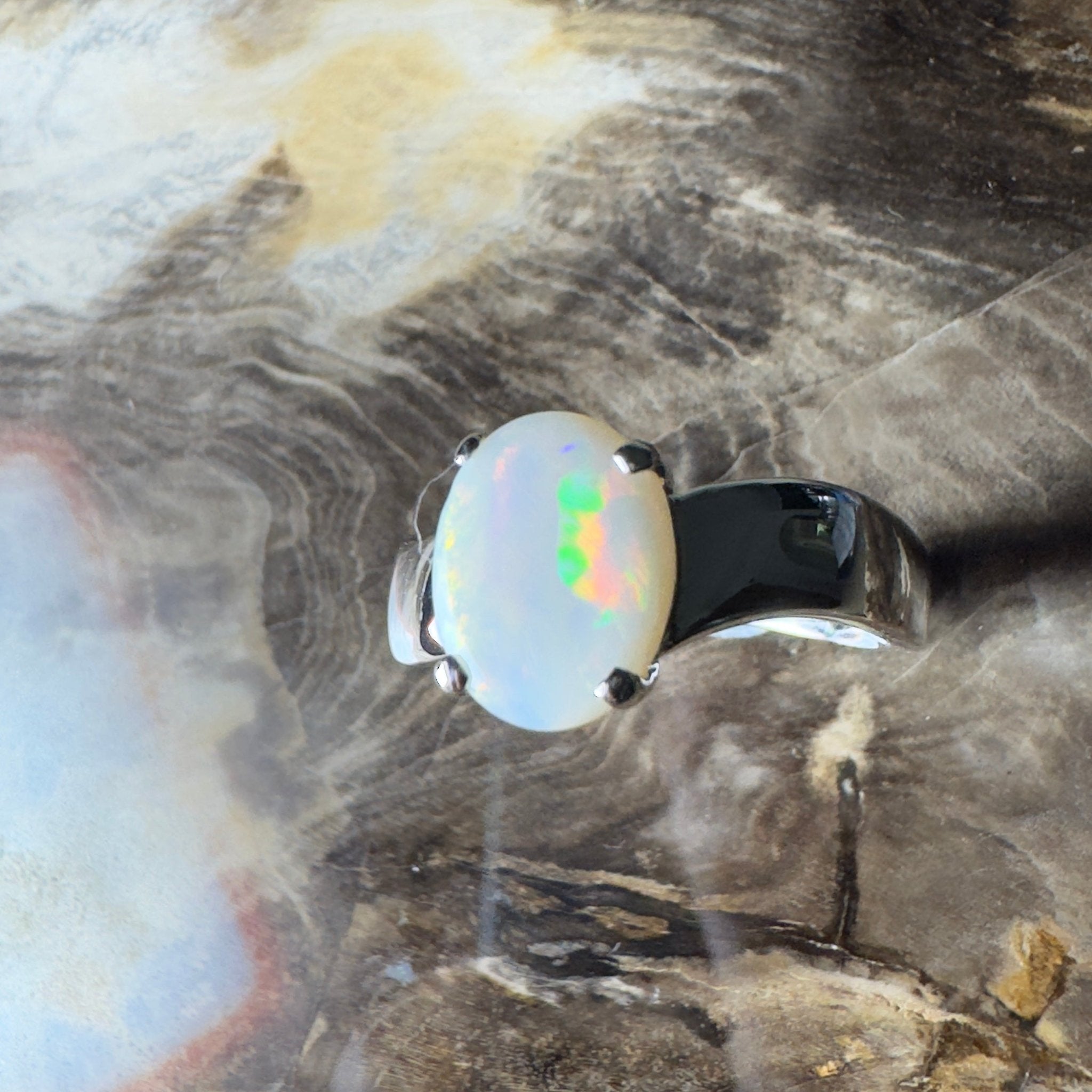 Sturt Starlight - 1.6ct Solid Coober Pedy Opal 925 Silver Ring