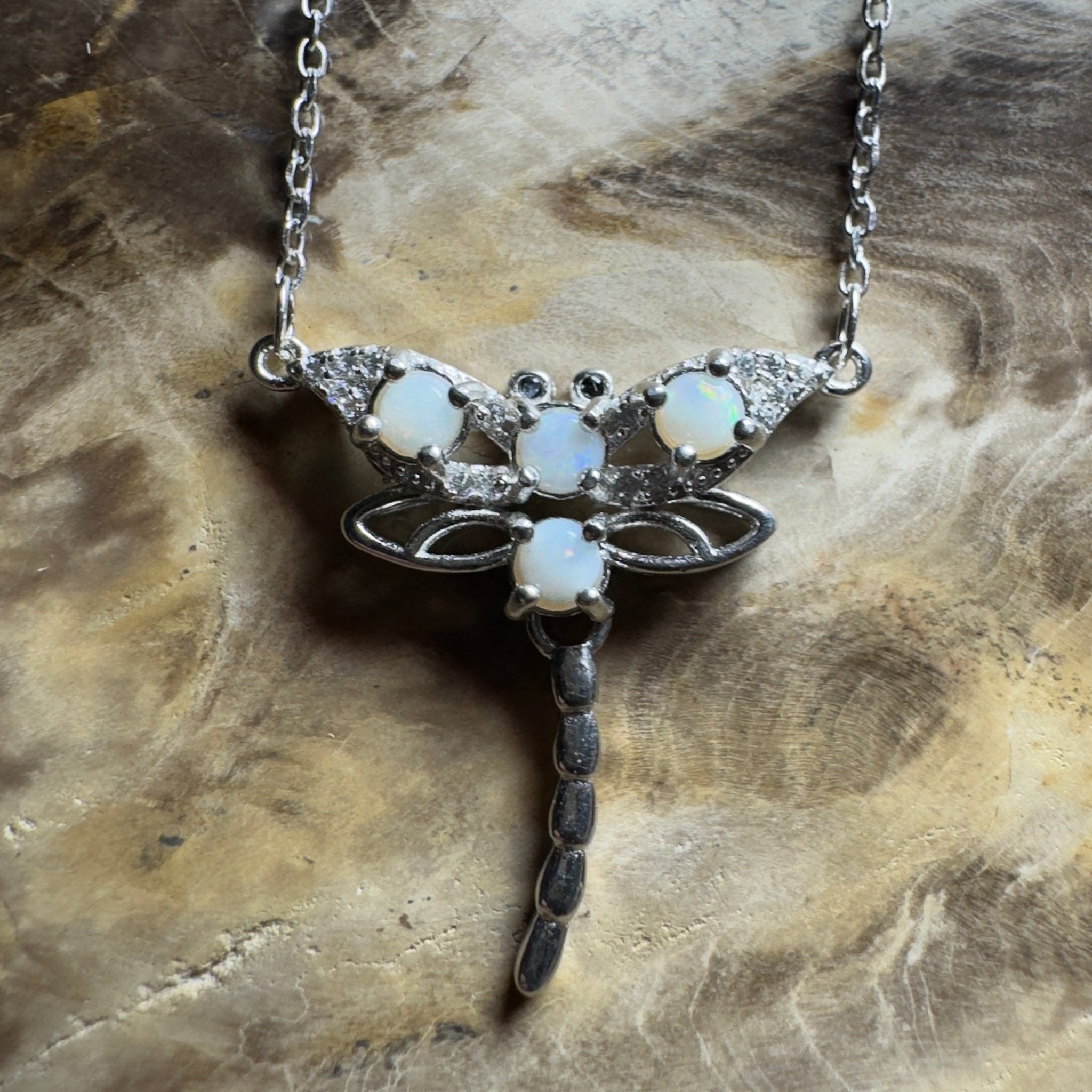 Summer Dragonfly ~ Handcrafted 1.2ct Coober Pedy Opal Dragonfly Pendant