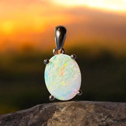 ‘Summer Sunset' ~ Handcrafted 1ct Solid Coober Pedy Opal Rose Gold Coated 925 Sterling Silver Pendant
