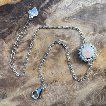 Silver opal bracelet.