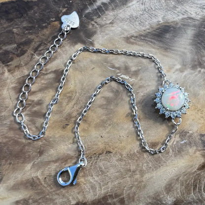 Silver opal bracelet.