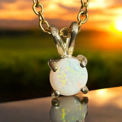 Sunflare handcrafted 9ct gold coober pedy opal pendant on gold chain