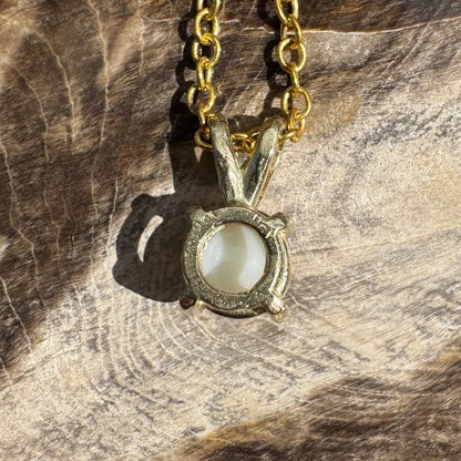 Gold necklace with pearl pendant from Sunflare handcrafted 9ct solid gold and Coober Pedy opal