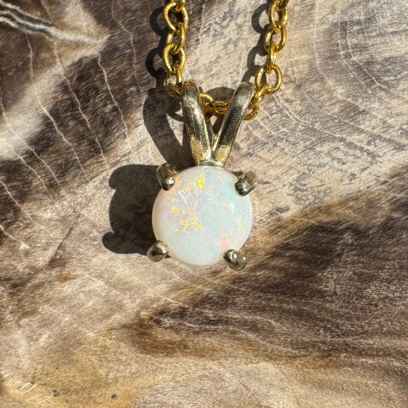 Gold chain necklace with Opal pendant from Sunflare handcrafted 9ct solid gold jewelry
