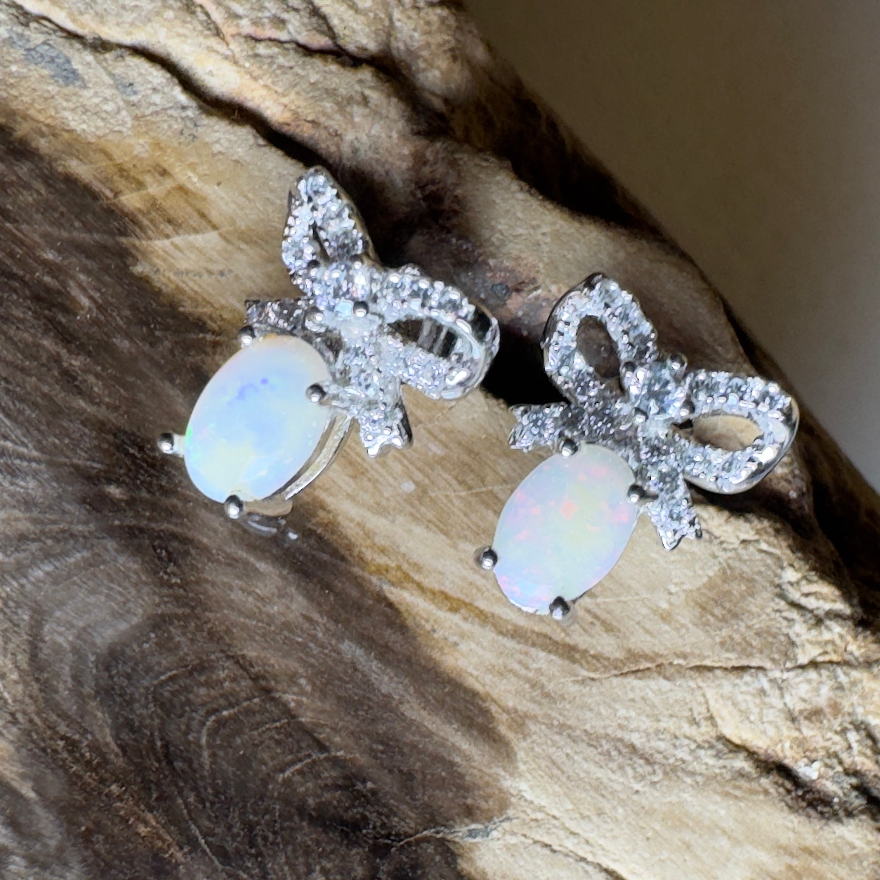 Sunlit Bloom ~ 0.6ct Coober Pedy Opal Sterling Silver Earrings