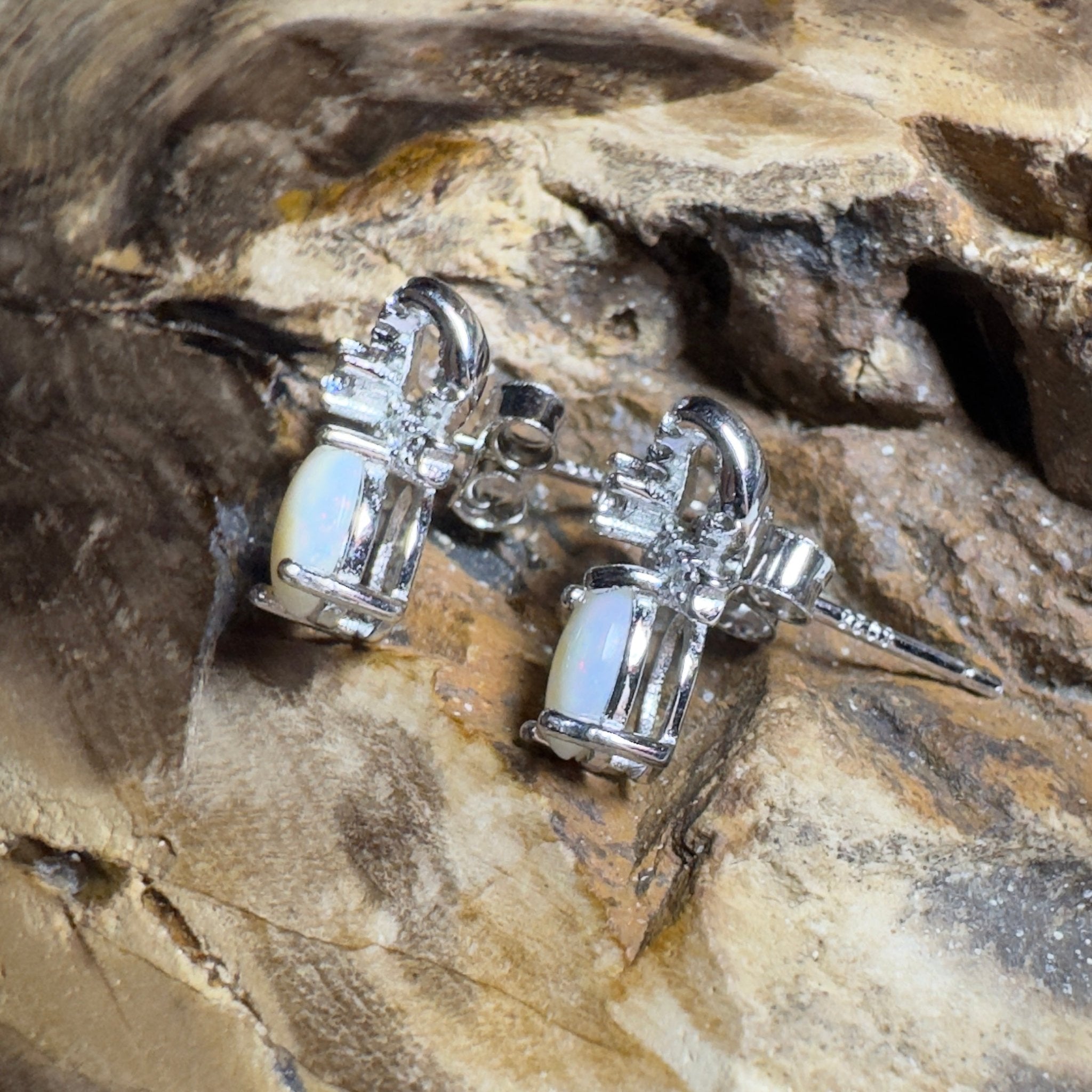 Sunlit Bloom ~ 0.6ct Coober Pedy Opal Sterling Silver Earrings