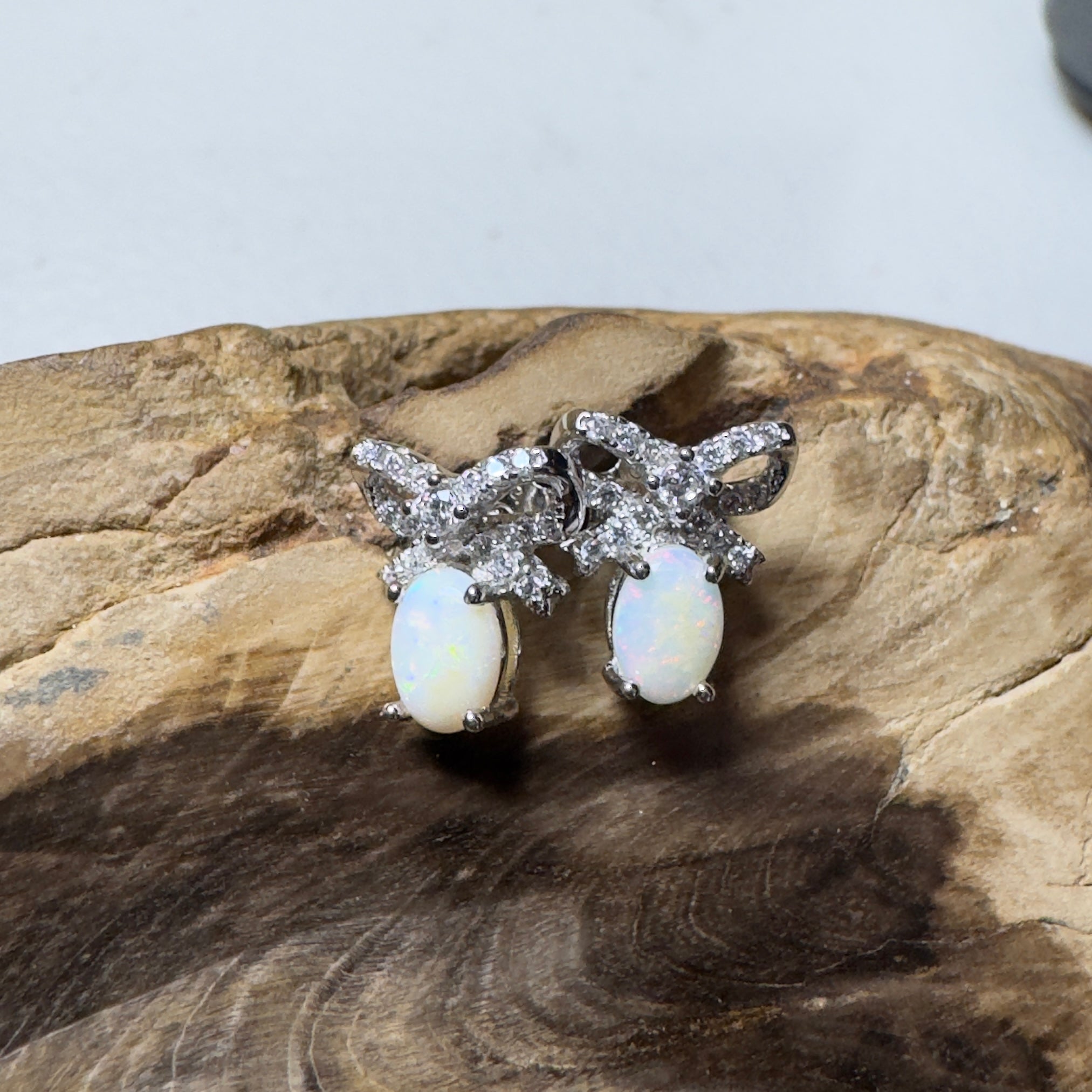 Sunlit Bloom ~ 0.6ct Coober Pedy Opal Sterling Silver Earrings