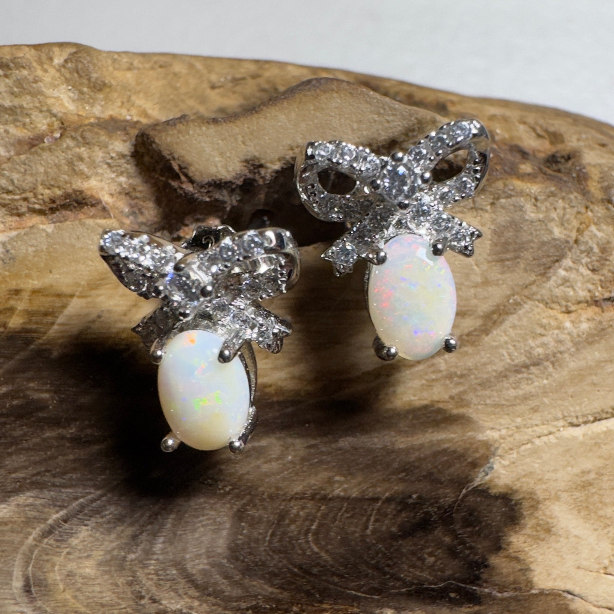 Sunlit Bloom ~ 0.6ct Coober Pedy Opal Sterling Silver Earrings