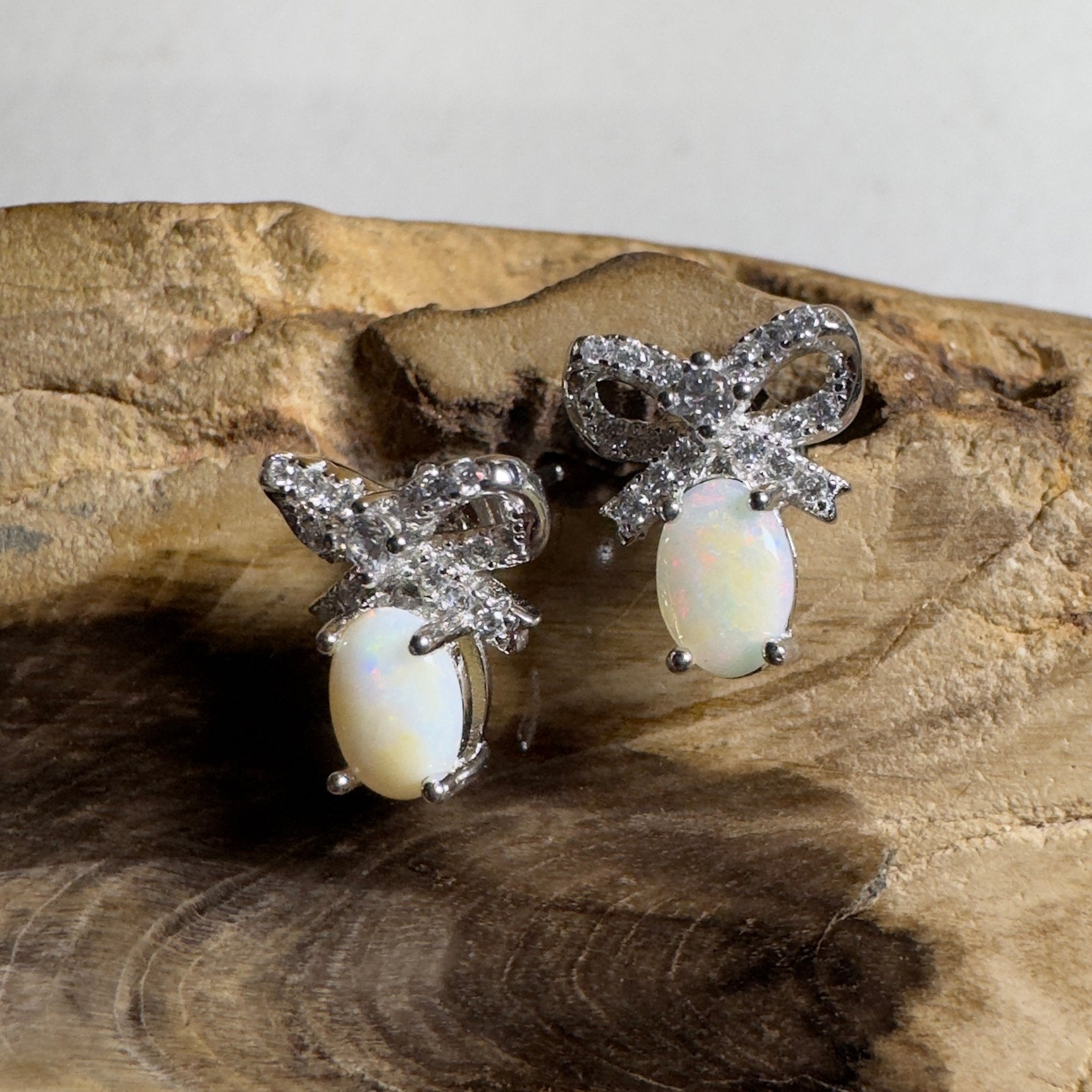 Sunlit Bloom ~ 0.6ct Coober Pedy Opal Sterling Silver Earrings