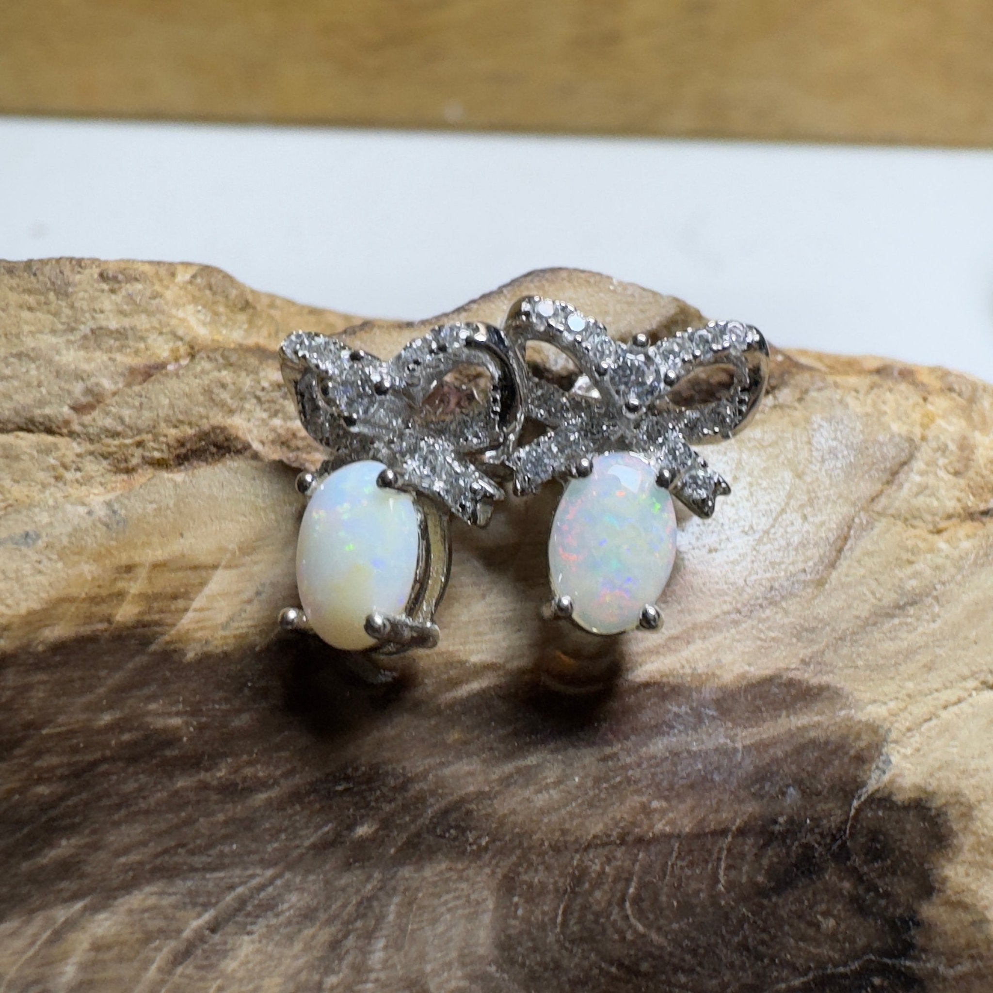 Sunlit Bloom ~ 0.6ct Coober Pedy Opal Sterling Silver Earrings