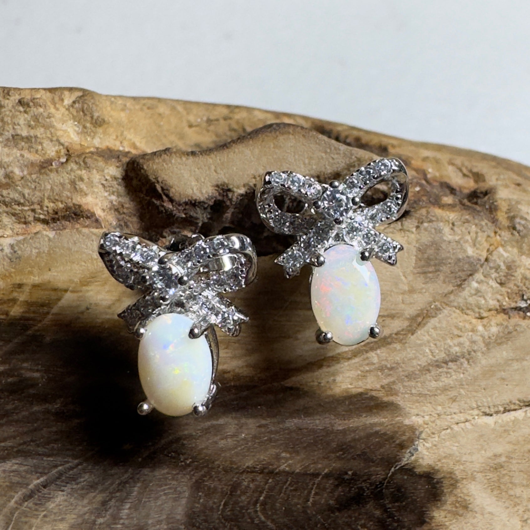 Sunlit Bloom ~ 0.6ct Coober Pedy Opal Sterling Silver Earrings