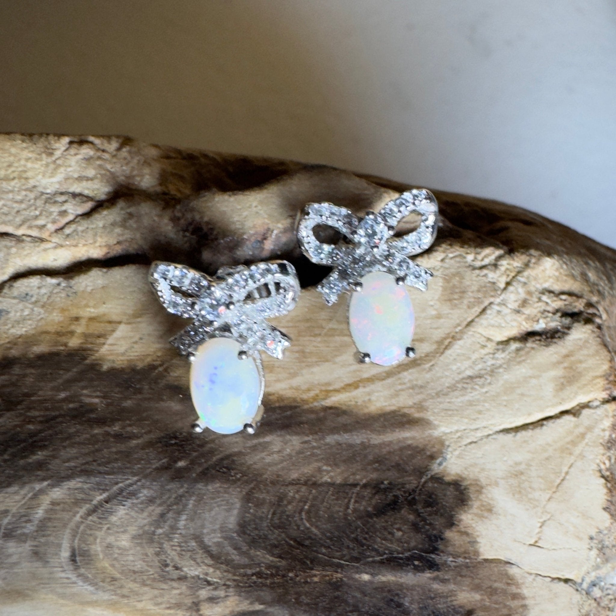 Sunlit Bloom ~ 0.6ct Coober Pedy Opal Sterling Silver Earrings