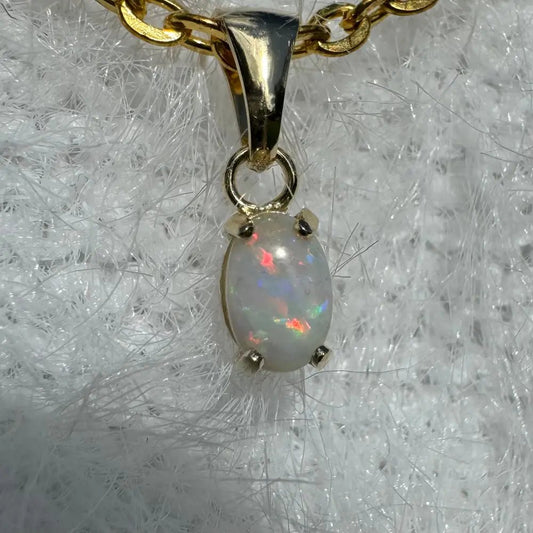 'Sunrise Glow' ~ Handcrafted 9ct Solid Gold 0.6ct Coober Pedy Opal Pendant