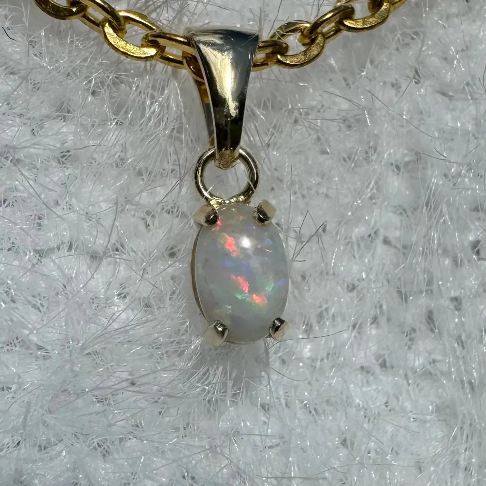 'Sunrise Glow' ~ Handcrafted 9ct Solid Gold 0.6ct Coober Pedy Opal Pendant