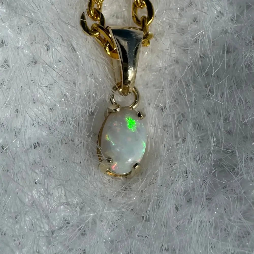 'Sunrise Glow' ~ Handcrafted 9ct Solid Gold 0.6ct Coober Pedy Opal Pendant